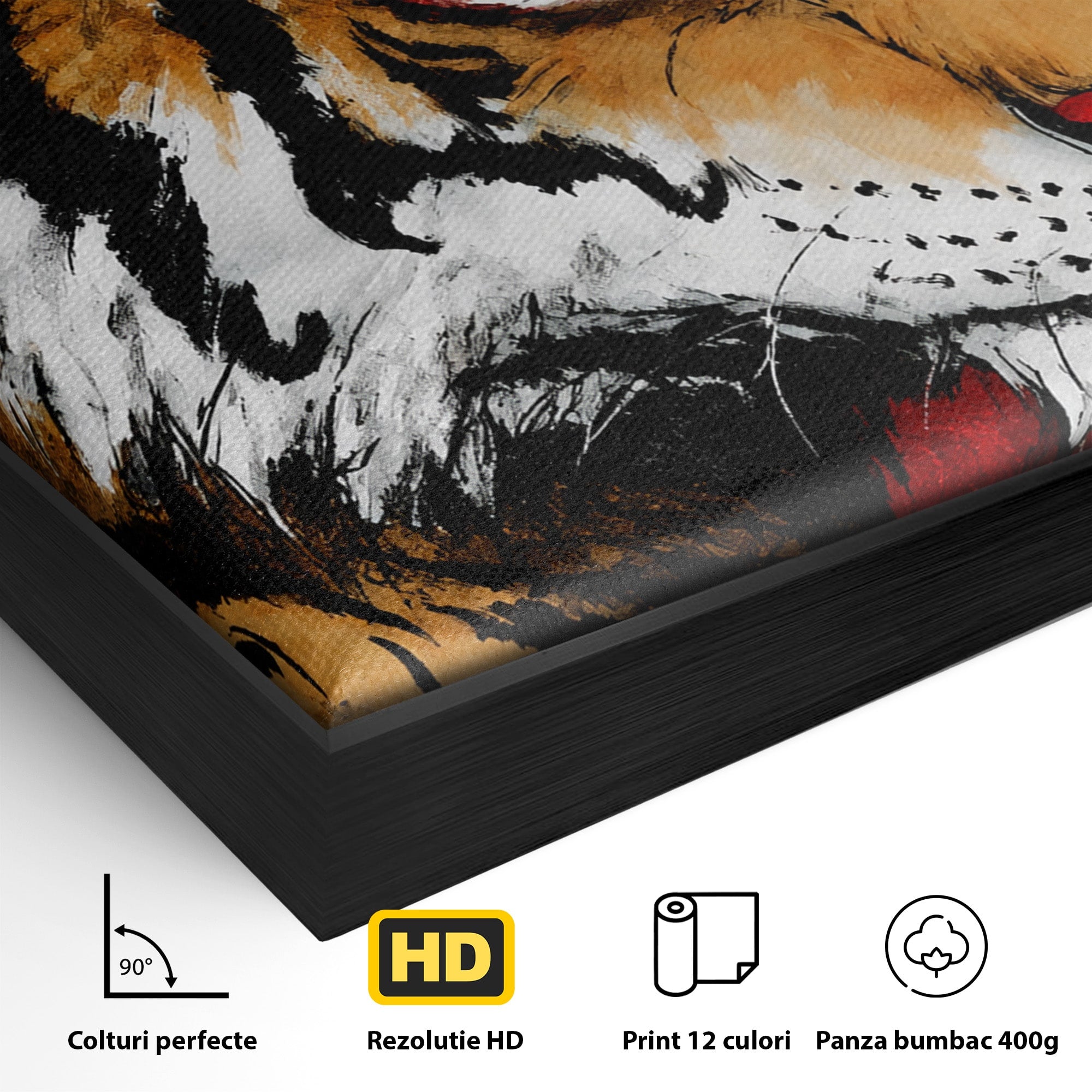 Tablou Canvas Premium LuxCanva® M1593, Tigrul Furtunos, Tigru, Animal, Salbatic, Putere, Dormitor, Culori Vibrante