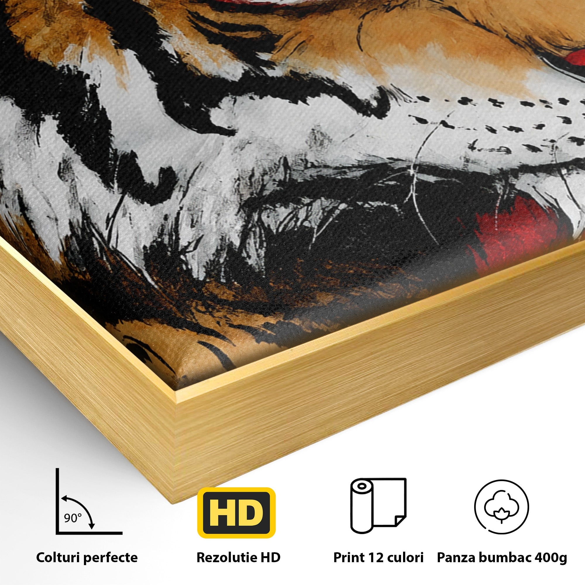 Tablou Canvas Premium LuxCanva® M1593, Tigrul Furtunos, Tigru, Animal, Salbatic, Putere, Dormitor, Culori Vibrante