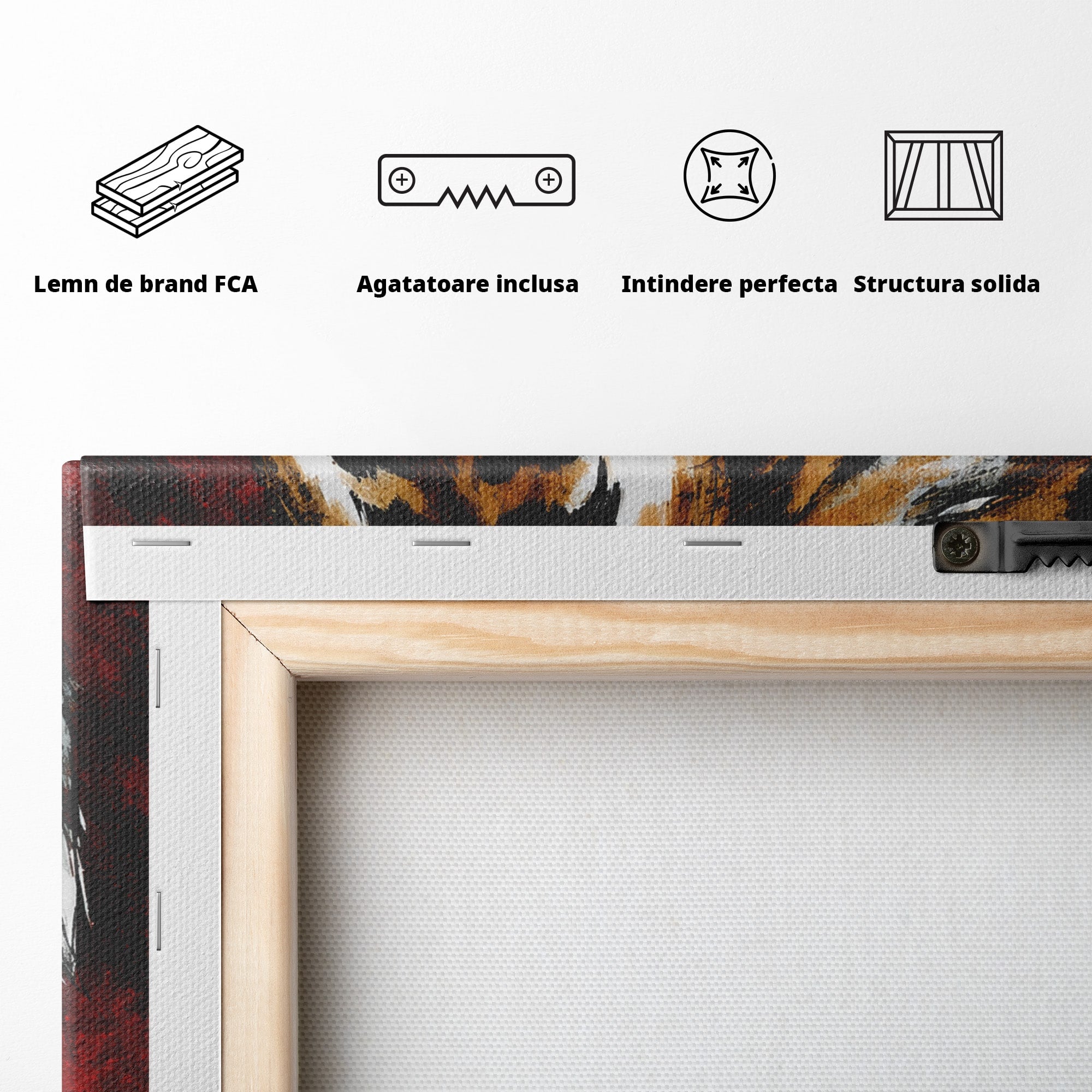 Tablou Canvas Premium LuxCanva® M1593, Tigrul Furtunos, Tigru, Animal, Salbatic, Putere, Dormitor, Culori Vibrante