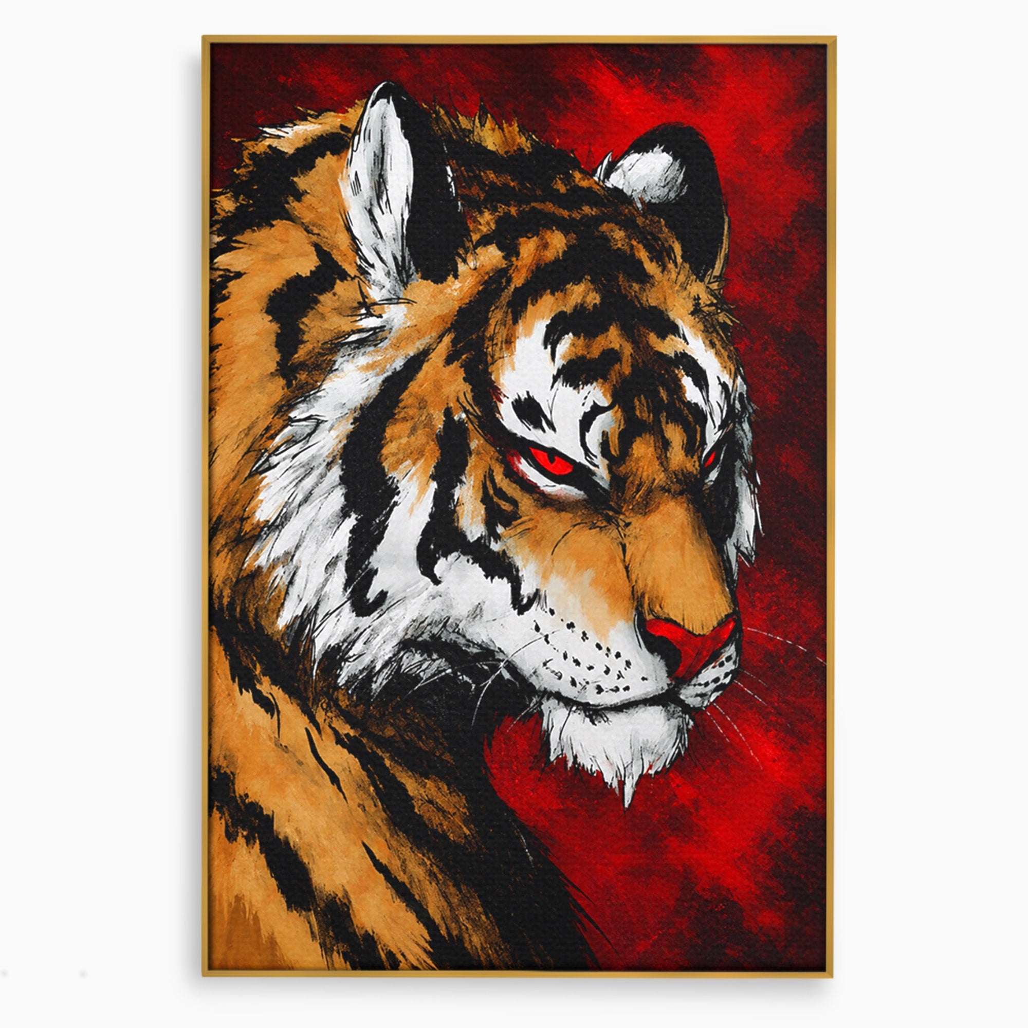 Tablou Canvas Premium LuxCanva® M1593, Tigrul Furtunos, Tigru, Animal, Salbatic, Putere, Dormitor, Culori Vibrante