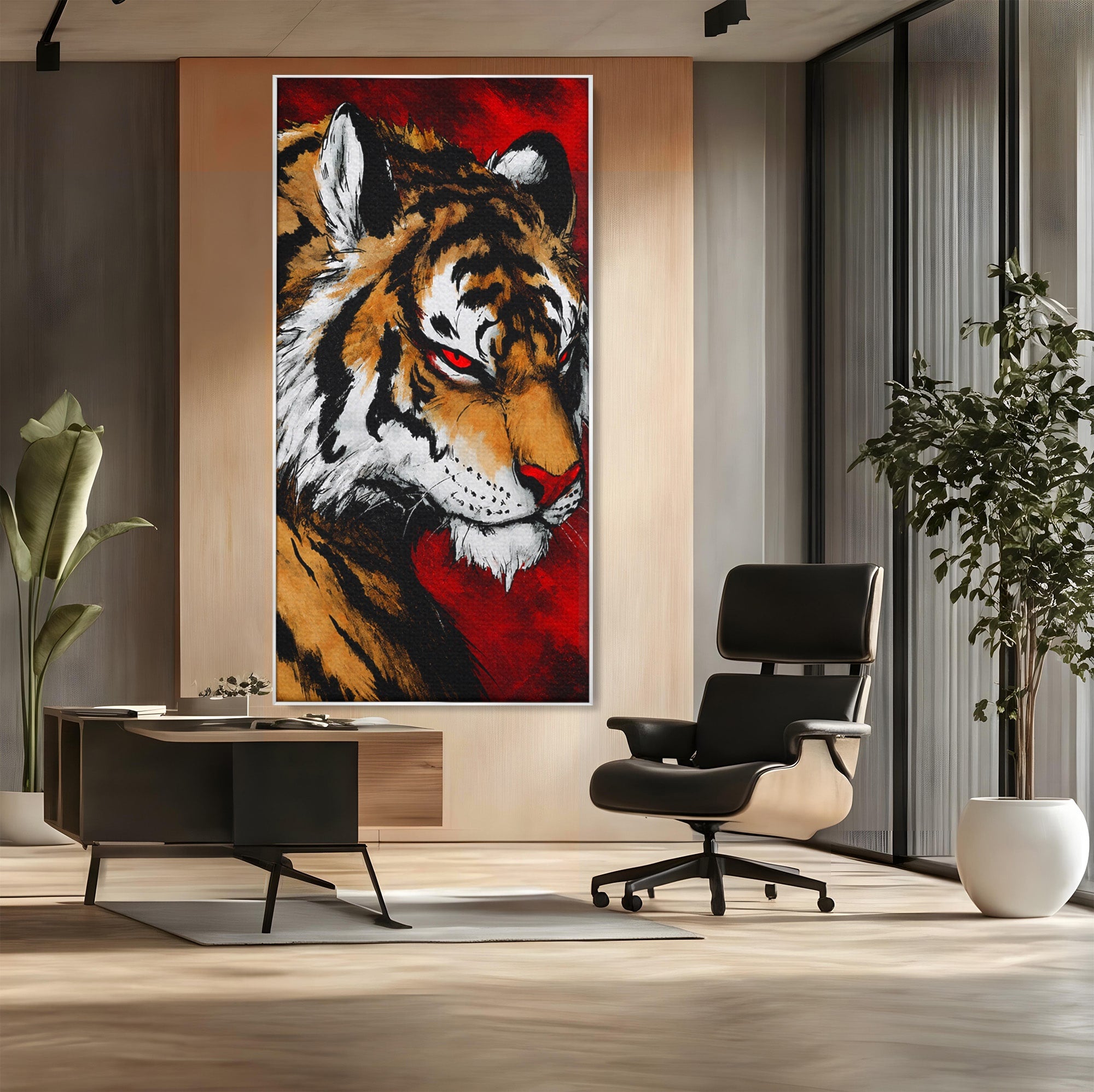 Tablou Canvas Premium LuxCanva® M1593, Tigrul Furtunos, Tigru, Animal, Salbatic, Putere, Dormitor, Culori Vibrante