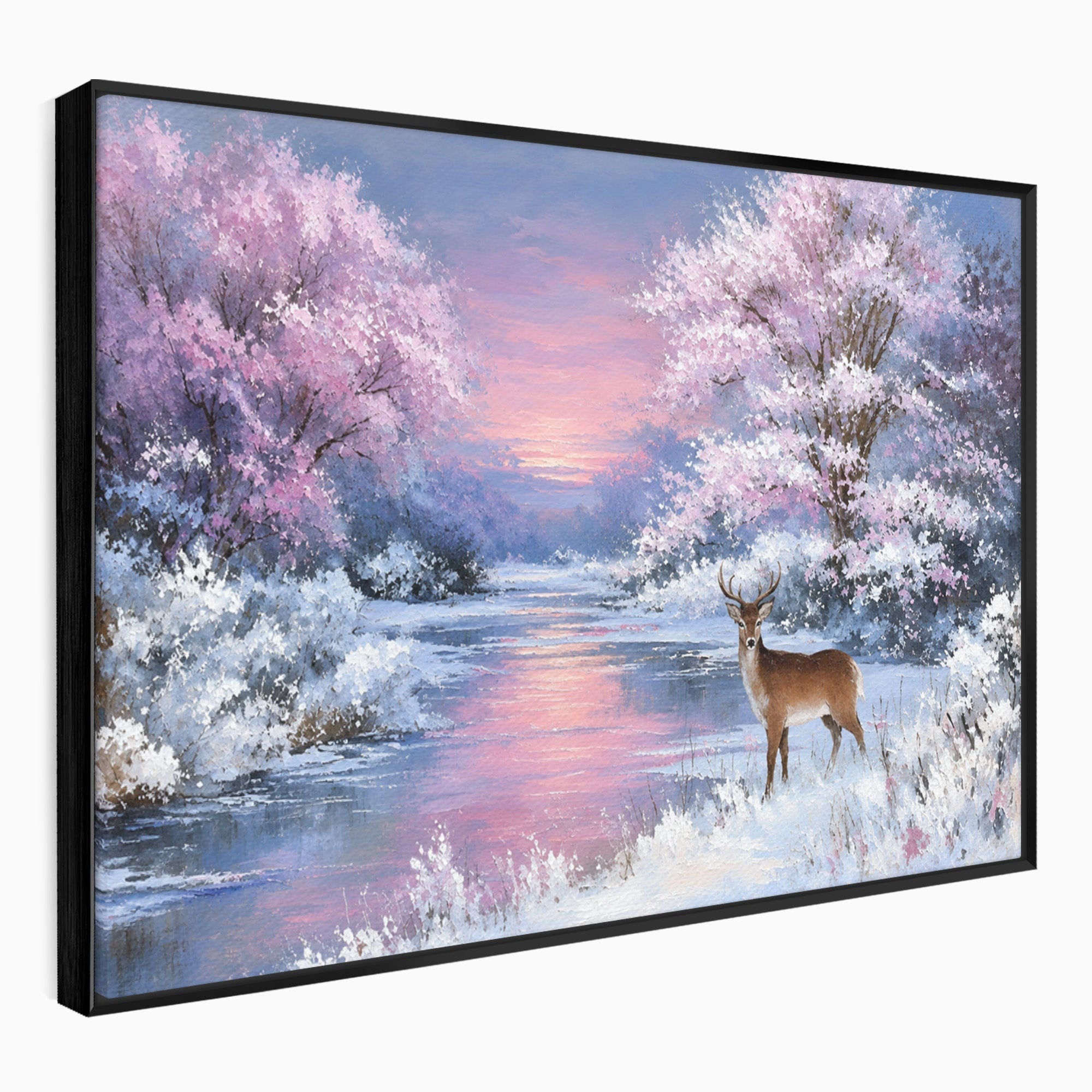 Tablou Canvas Premium LuxCanva® M1594, Cerb In Peisaj De Iarna, Cerb, Iarna, Peisaj, Natura, Living, Culori Vibrante