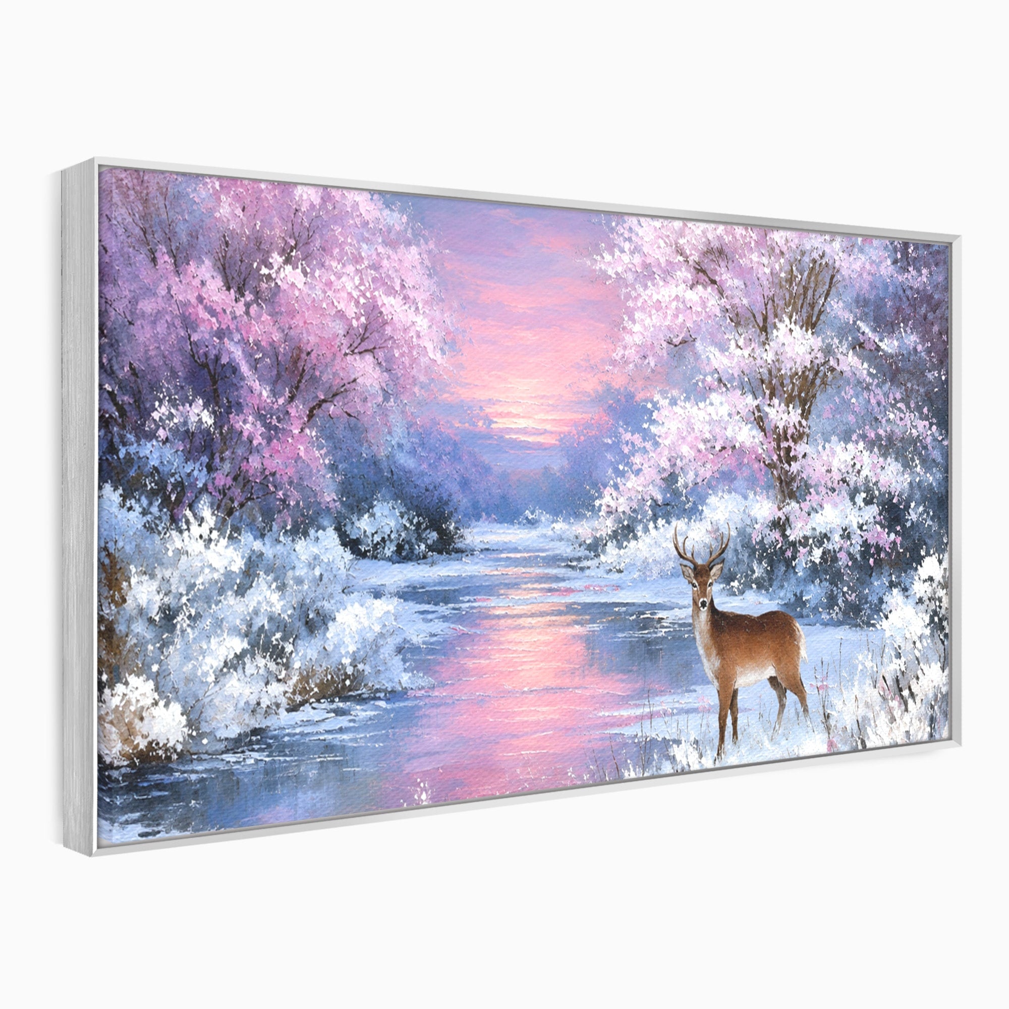 Tablou Canvas Premium LuxCanva® M1594, Cerb In Peisaj De Iarna, Cerb, Iarna, Peisaj, Natura, Living, Culori Vibrante