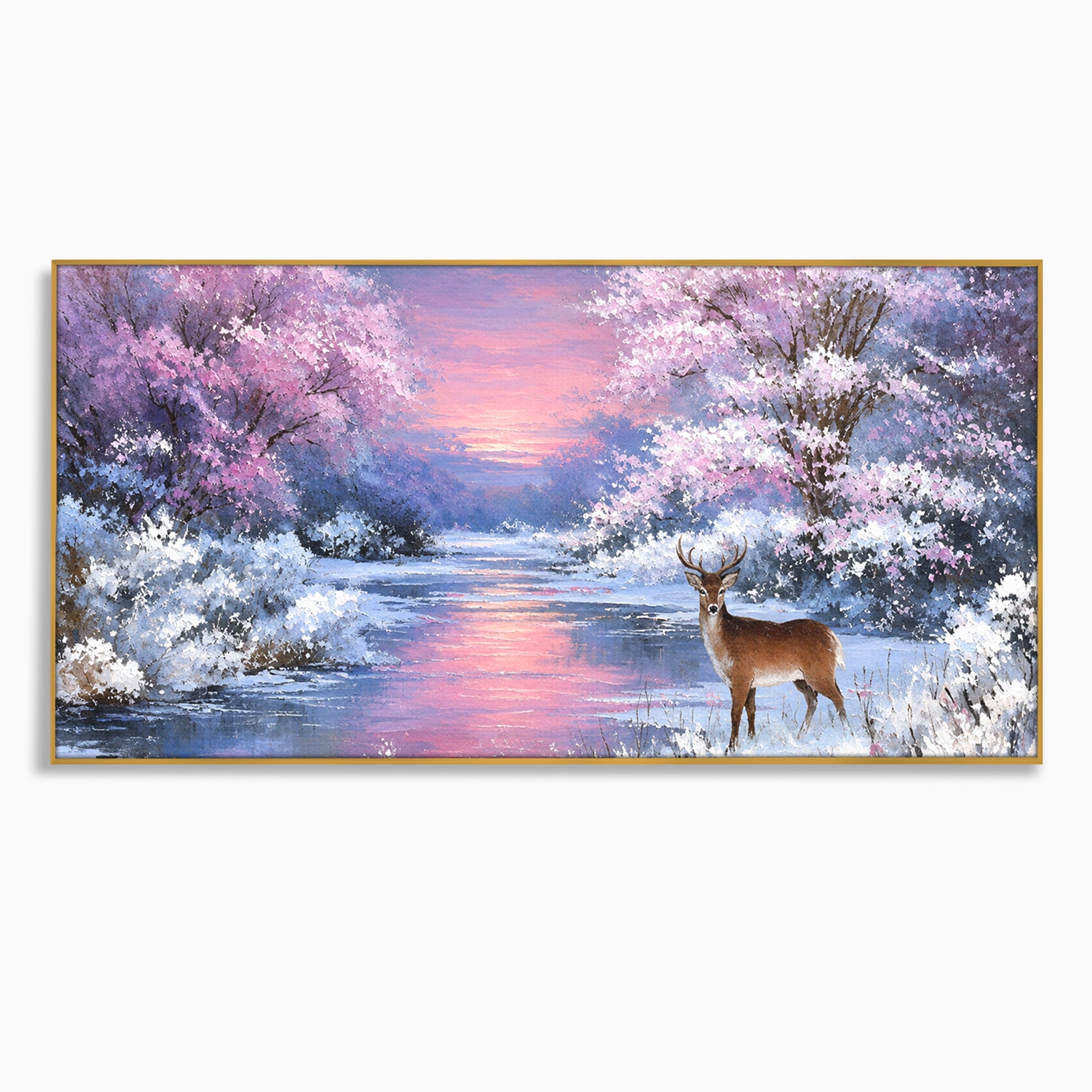 Tablou Canvas Premium LuxCanva® M1594, Cerb In Peisaj De Iarna, Cerb, Iarna, Peisaj, Natura, Living, Culori Vibrante
