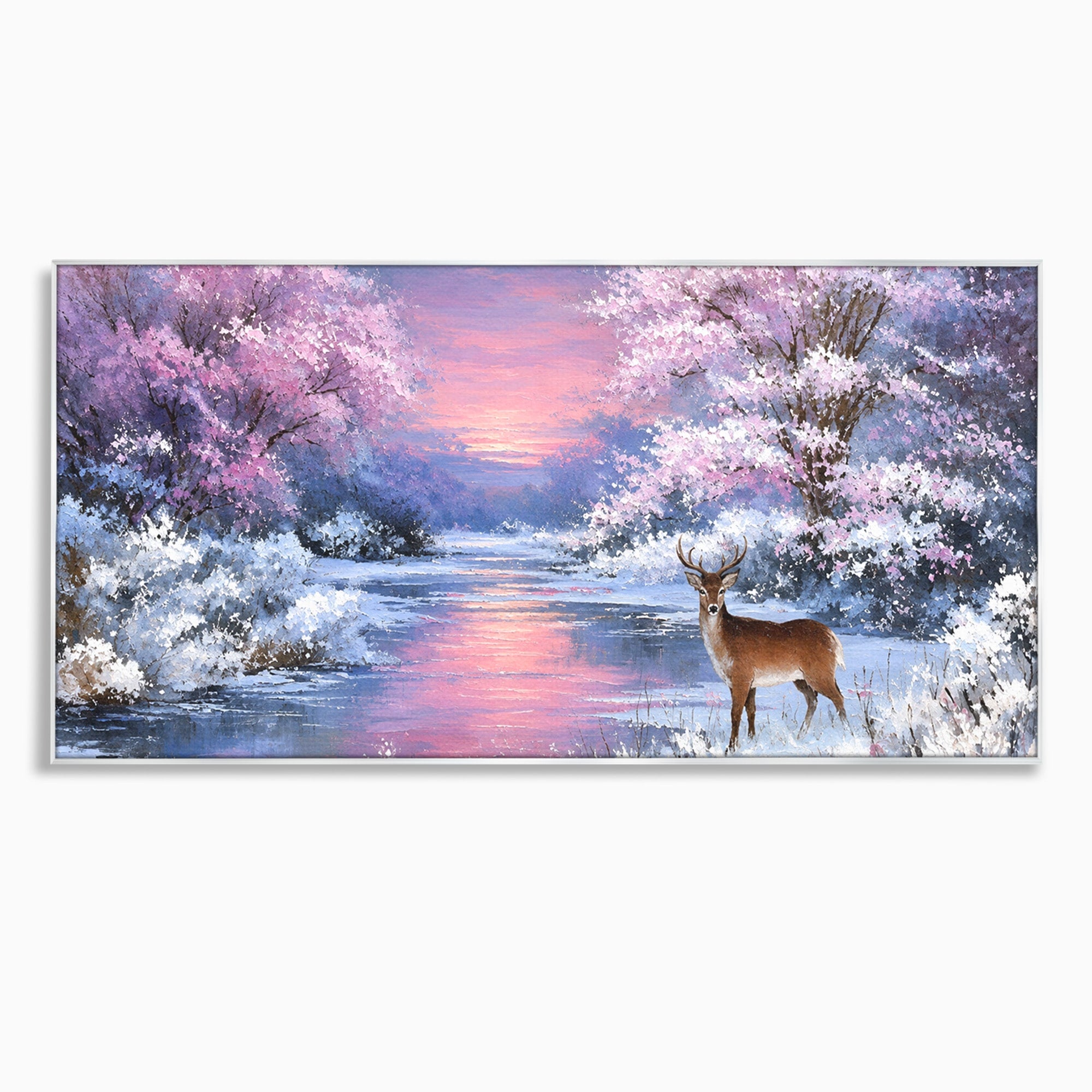 Tablou Canvas Premium LuxCanva® M1594, Cerb In Peisaj De Iarna, Cerb, Iarna, Peisaj, Natura, Living, Culori Vibrante