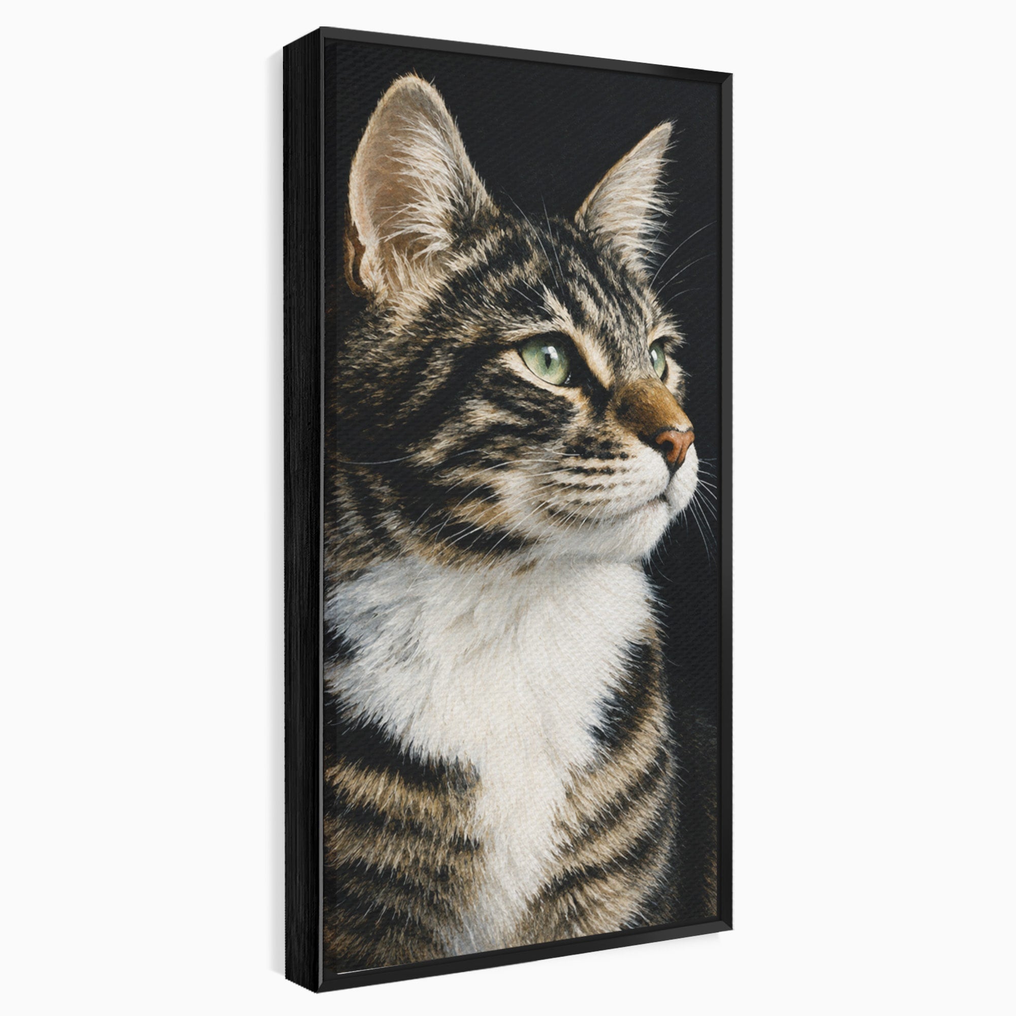 Tablou Canvas Premium LuxCanva® M1596, Pisica Privind In Departare, Pisica, Animale, Portret, Realism, Dormitor, Culori Vibrante