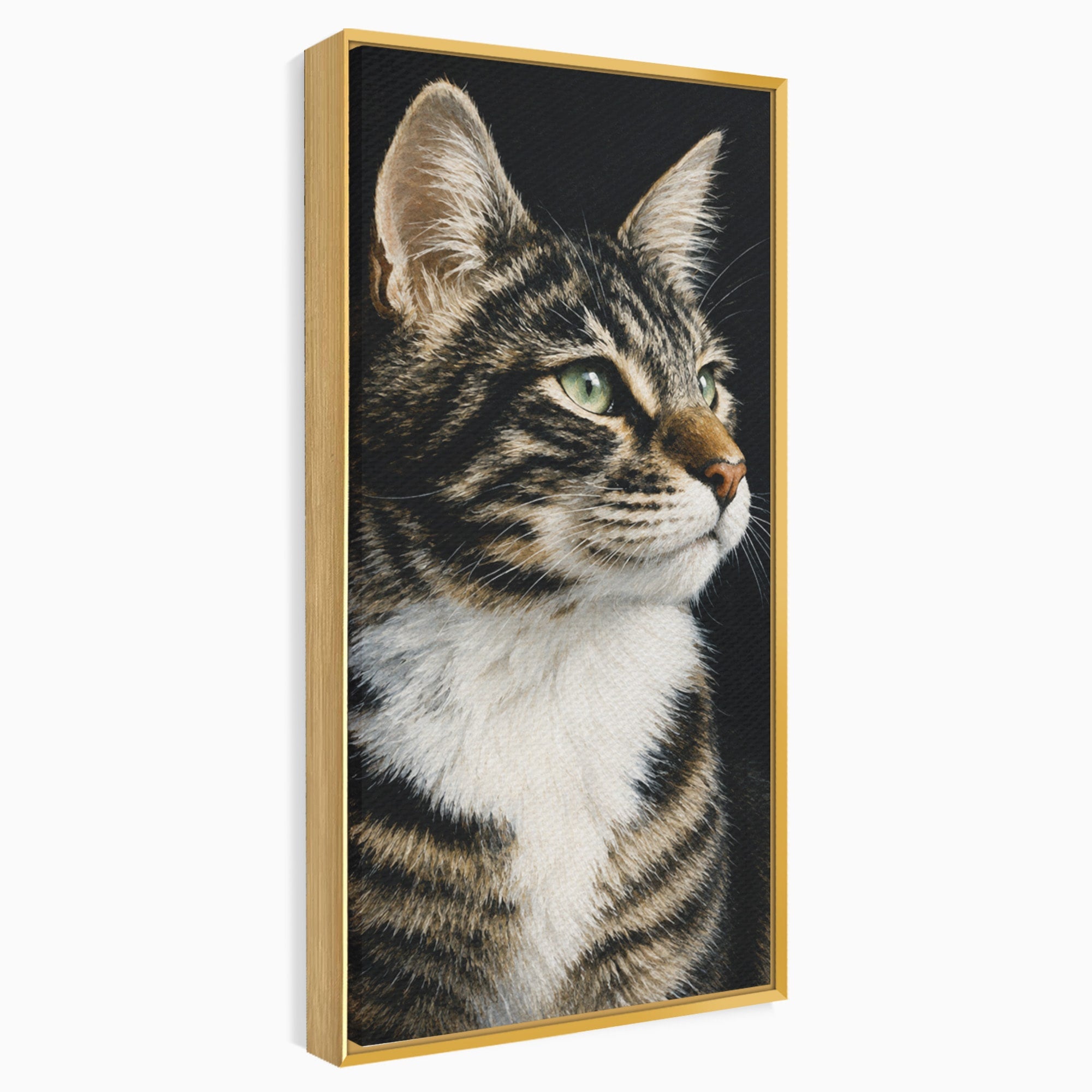 Tablou Canvas Premium LuxCanva® M1596, Pisica Privind In Departare, Pisica, Animale, Portret, Realism, Dormitor, Culori Vibrante