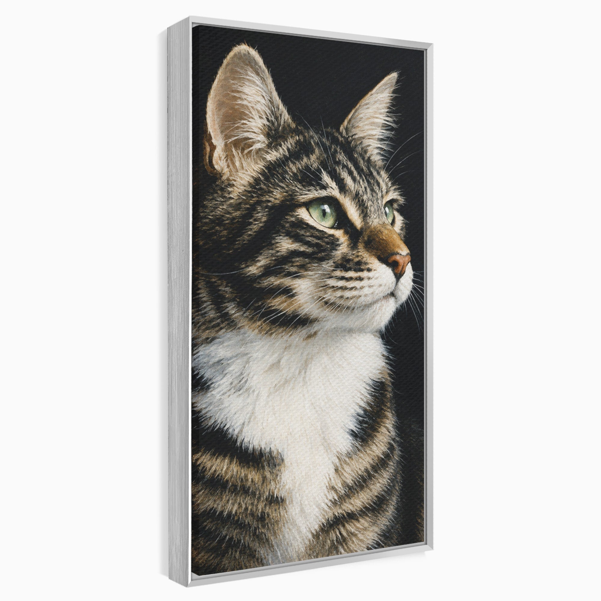 Tablou Canvas Premium LuxCanva® M1596, Pisica Privind In Departare, Pisica, Animale, Portret, Realism, Dormitor, Culori Vibrante