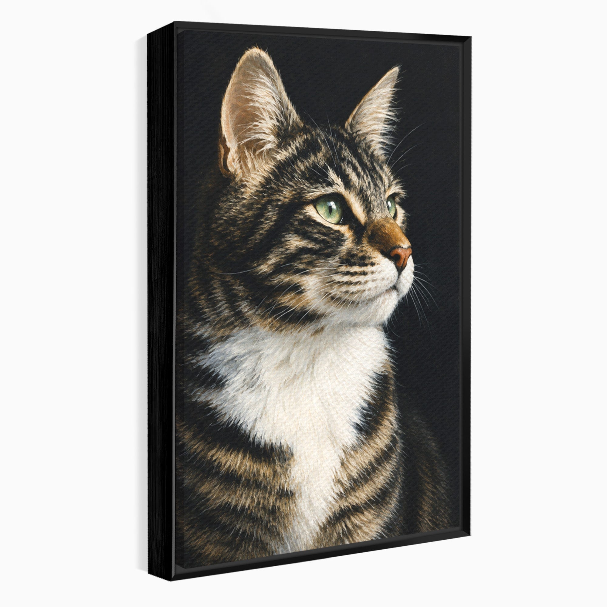 Tablou Canvas Premium LuxCanva® M1596, Pisica Privind In Departare, Pisica, Animale, Portret, Realism, Dormitor, Culori Vibrante