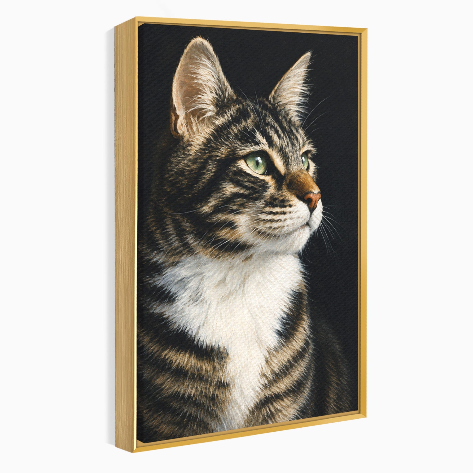 Tablou Canvas Premium LuxCanva® M1596, Pisica Privind In Departare, Pisica, Animale, Portret, Realism, Dormitor, Culori Vibrante