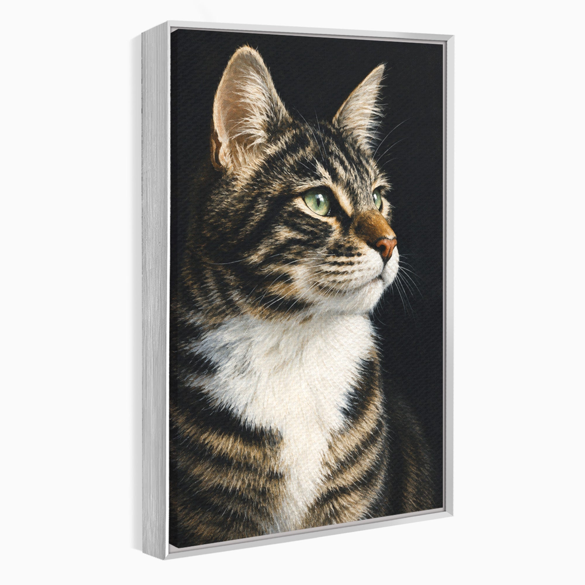 Tablou Canvas Premium LuxCanva® M1596, Pisica Privind In Departare, Pisica, Animale, Portret, Realism, Dormitor, Culori Vibrante