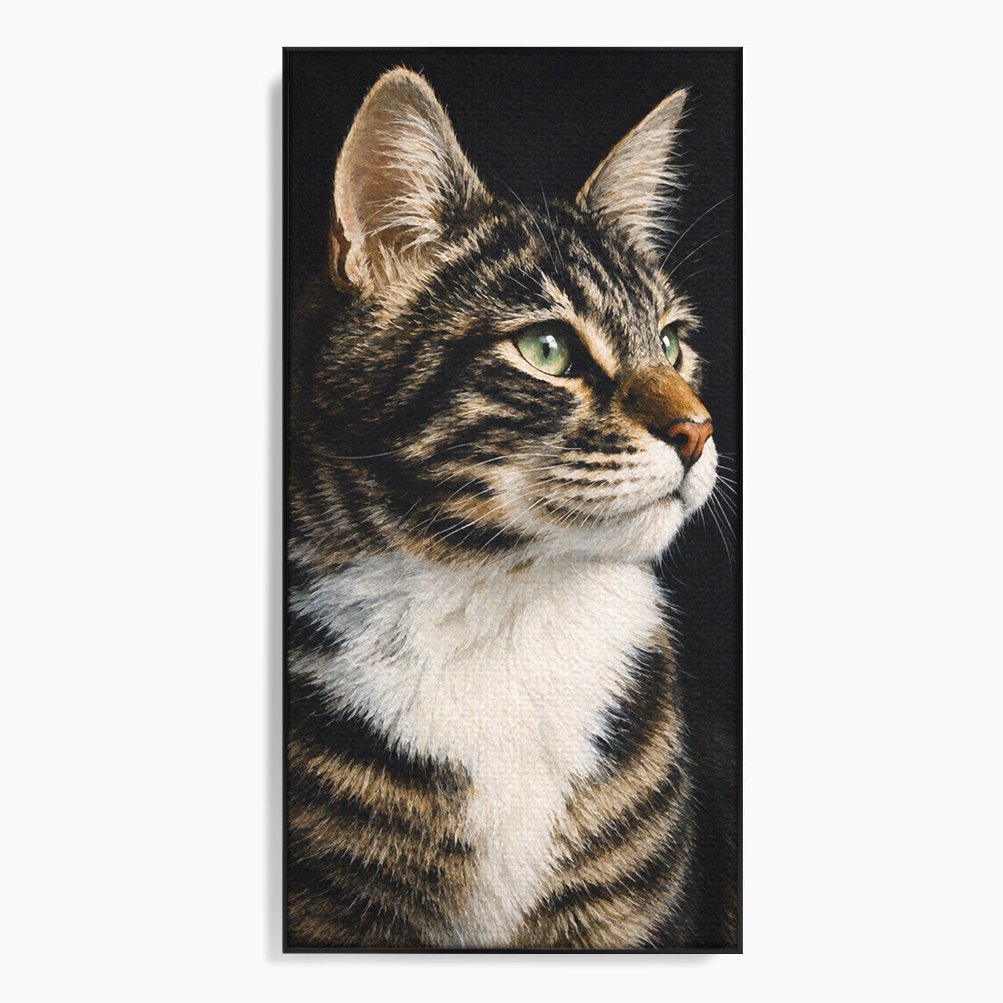 Tablou Canvas Premium LuxCanva® M1596, Pisica Privind In Departare, Pisica, Animale, Portret, Realism, Dormitor, Culori Vibrante