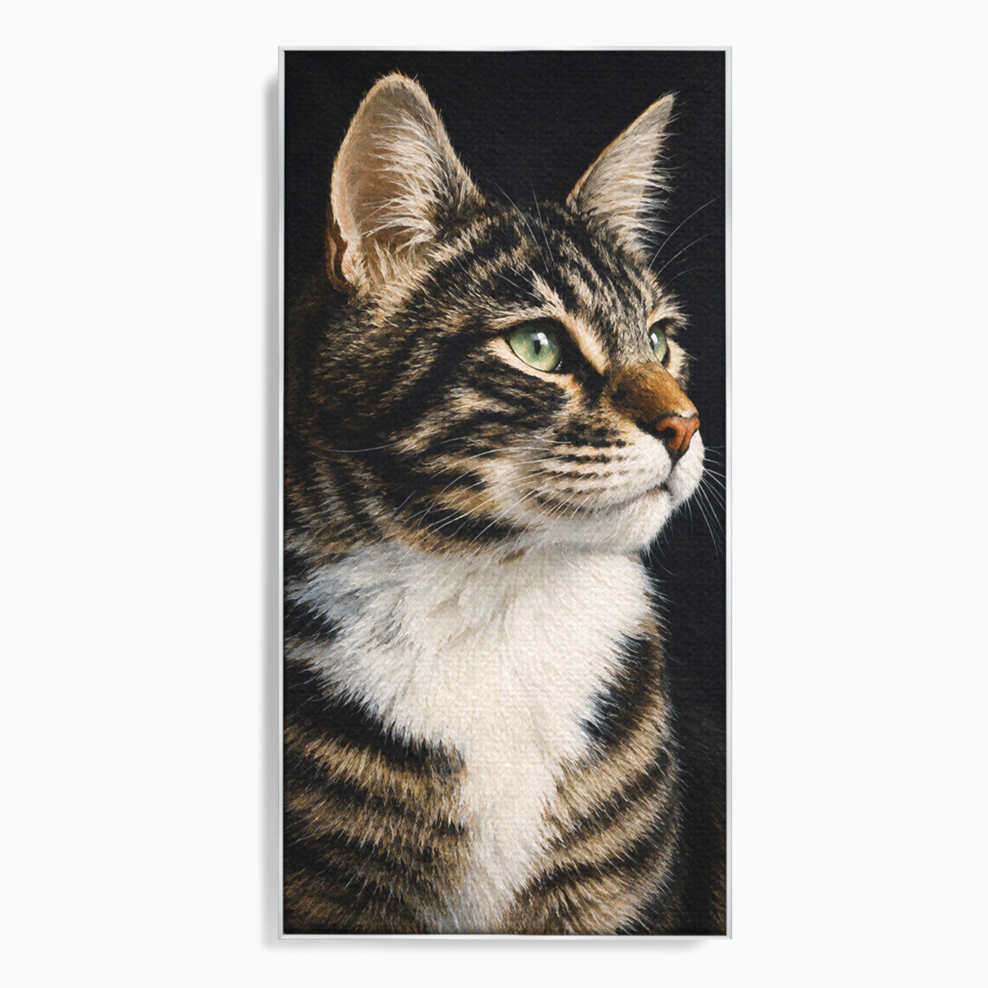 Tablou Canvas Premium LuxCanva® M1596, Pisica Privind In Departare, Pisica, Animale, Portret, Realism, Dormitor, Culori Vibrante