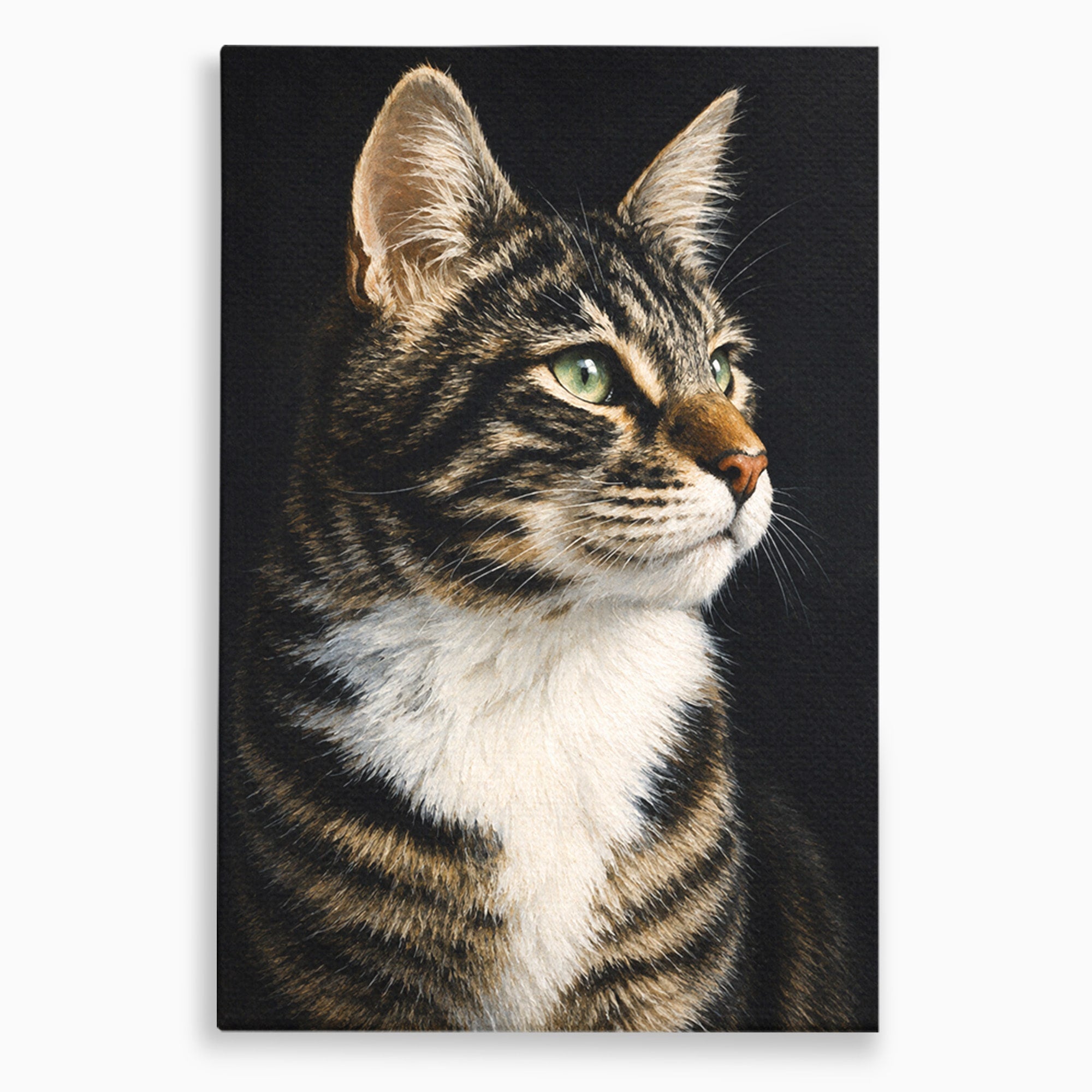 Tablou Canvas Premium LuxCanva® M1596, Pisica Privind In Departare, Pisica, Animale, Portret, Realism, Dormitor, Culori Vibrante