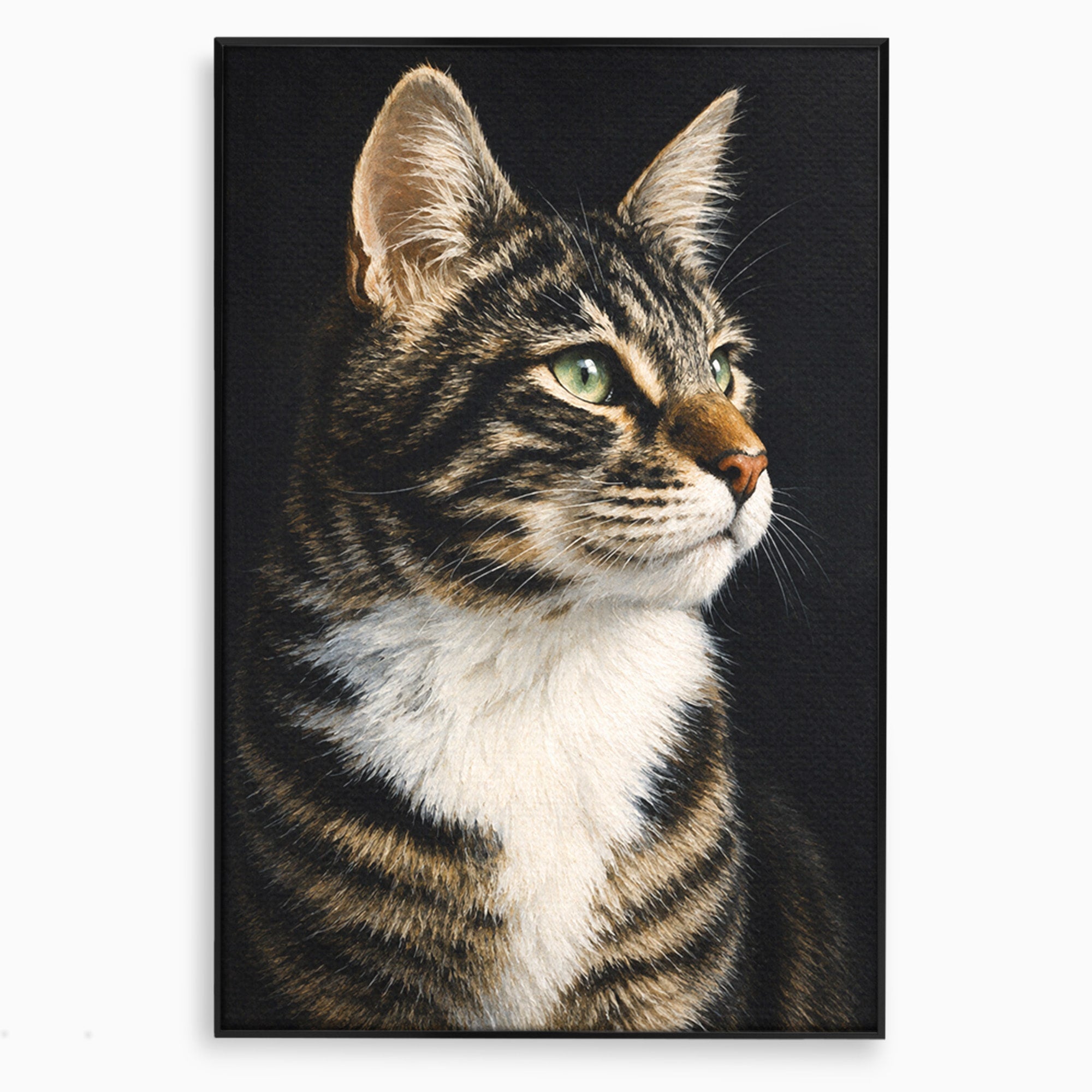 Tablou Canvas Premium LuxCanva® M1596, Pisica Privind In Departare, Pisica, Animale, Portret, Realism, Dormitor, Culori Vibrante