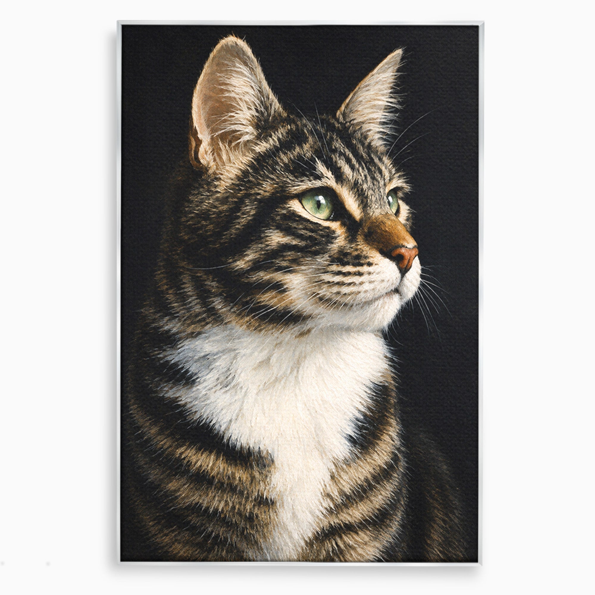 Tablou Canvas Premium LuxCanva® M1596, Pisica Privind In Departare, Pisica, Animale, Portret, Realism, Dormitor, Culori Vibrante