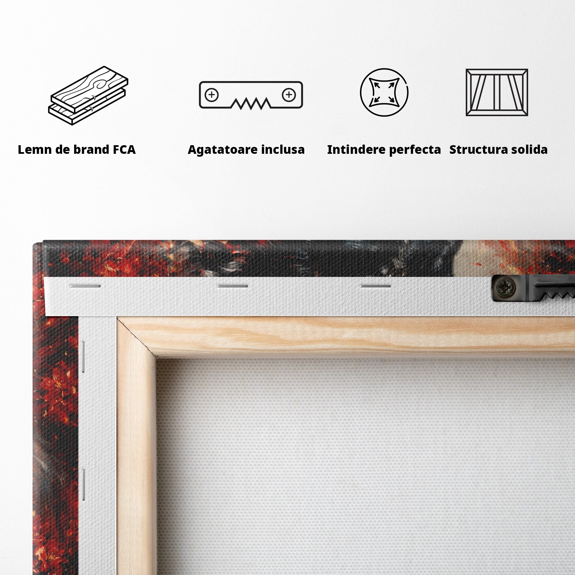 Tablou Canvas Premium LuxCanva® M1597, Lupul Mistic, Lup, Natura, Mistic, Flori, Living, Culori Vibrante