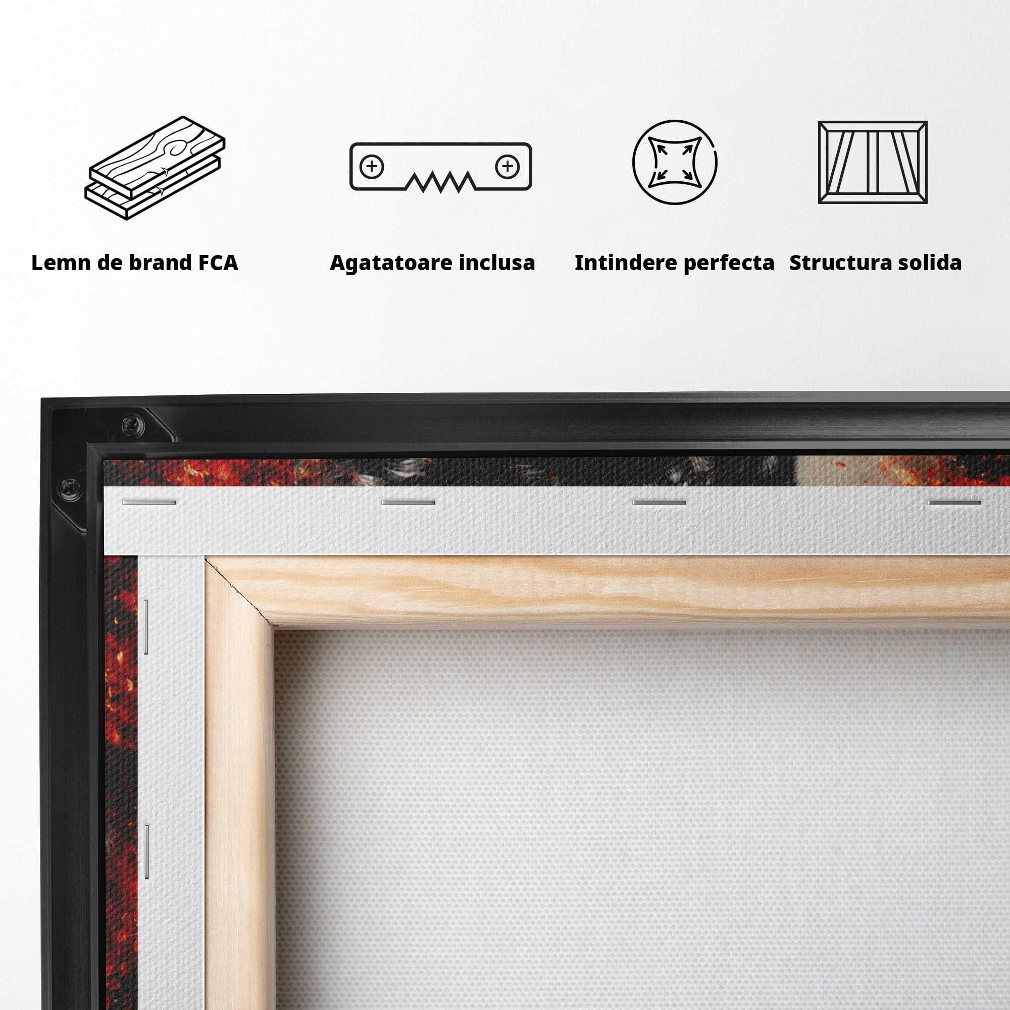 Tablou Canvas Premium LuxCanva® M1597, Lupul Mistic, Lup, Natura, Mistic, Flori, Living, Culori Vibrante