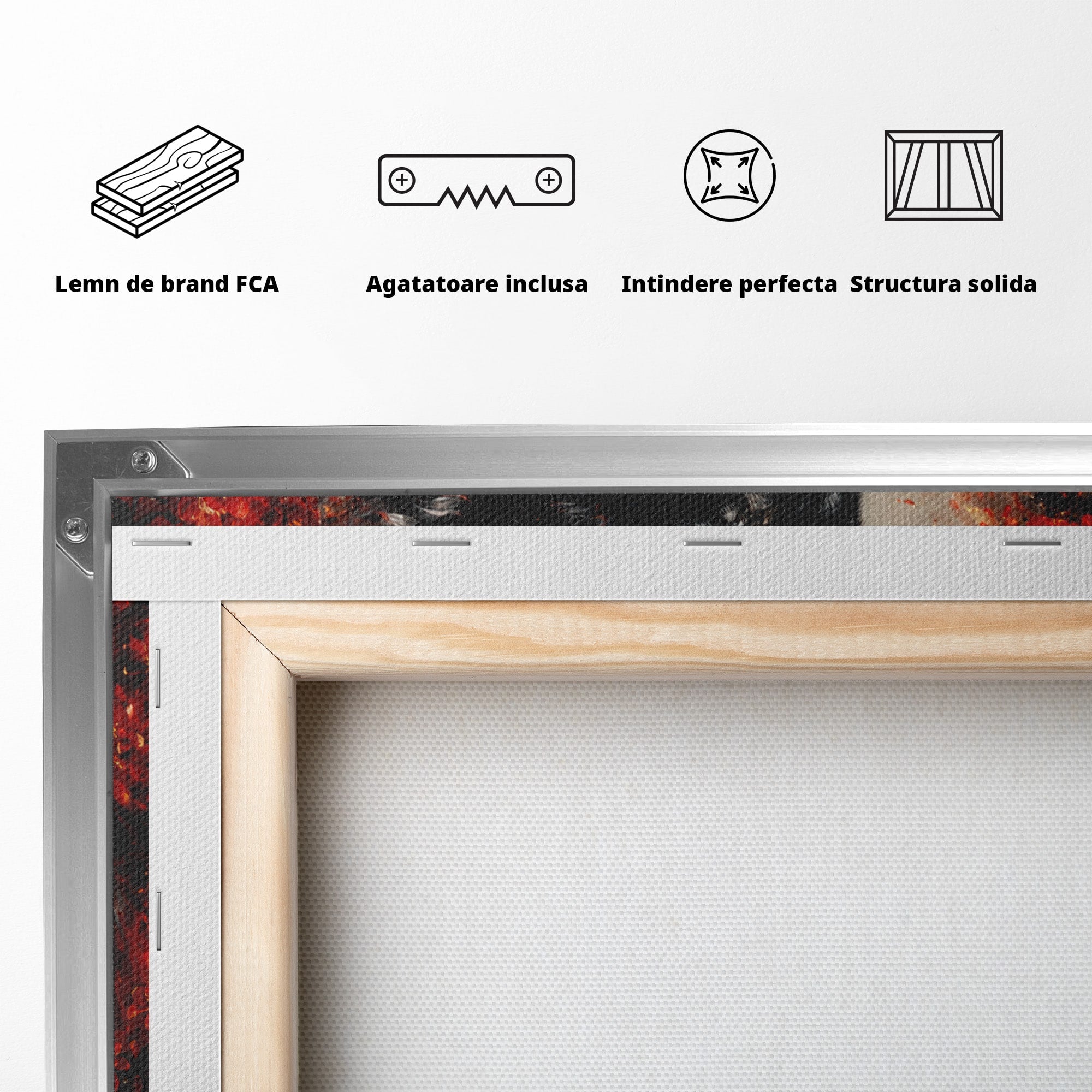 Tablou Canvas Premium LuxCanva® M1597, Lupul Mistic, Lup, Natura, Mistic, Flori, Living, Culori Vibrante