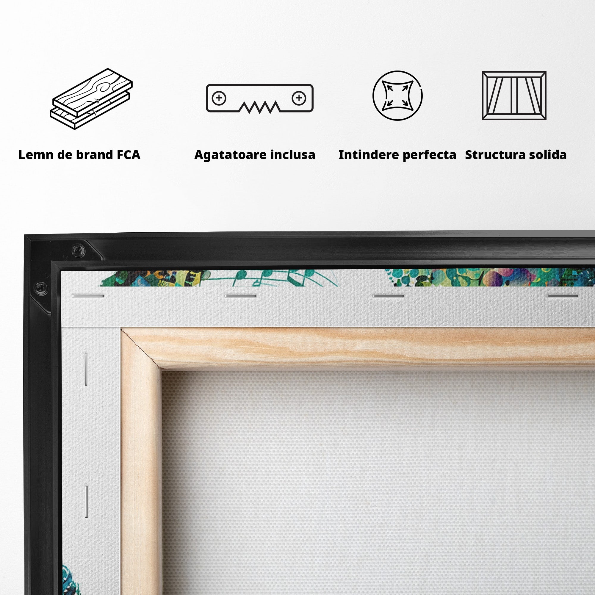 Tablou Canvas Premium LuxCanva® M1598, Pisica Muzicala, Pisica, Muzica, Abstract, Arta Moderna, Living, Culori Vibrante