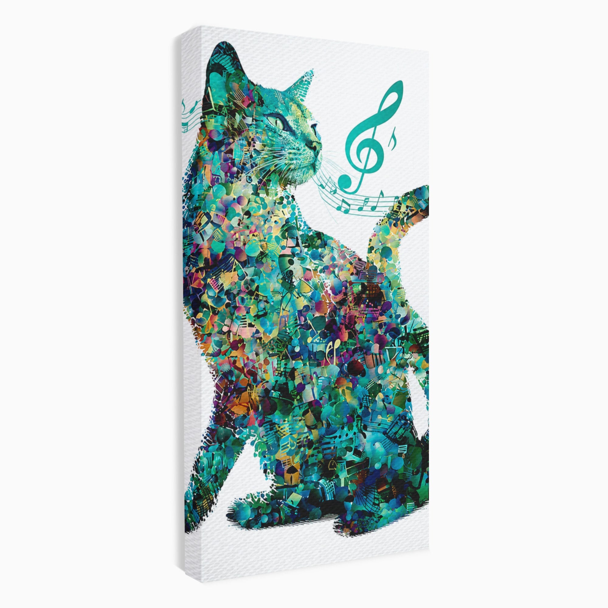 Tablou Canvas Premium LuxCanva® M1598, Pisica Muzicala, Pisica, Muzica, Abstract, Arta Moderna, Living, Culori Vibrante