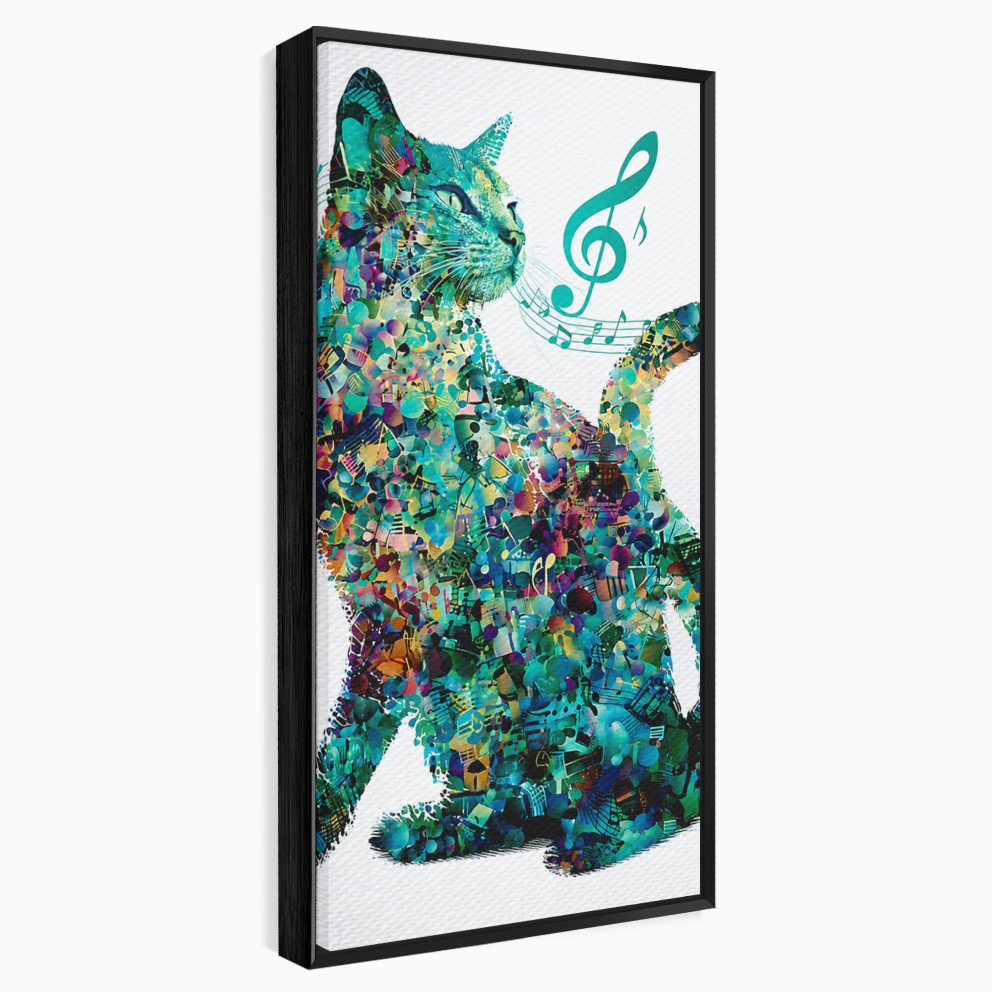 Tablou Canvas Premium LuxCanva® M1598, Pisica Muzicala, Pisica, Muzica, Abstract, Arta Moderna, Living, Culori Vibrante