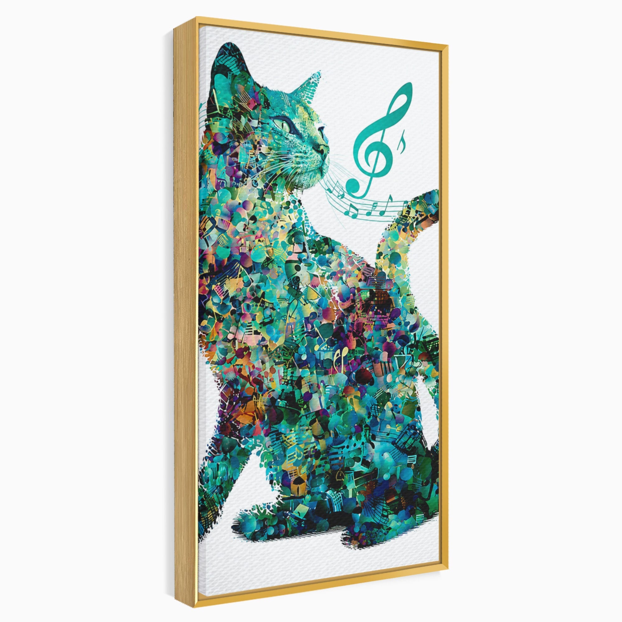 Tablou Canvas Premium LuxCanva® M1598, Pisica Muzicala, Pisica, Muzica, Abstract, Arta Moderna, Living, Culori Vibrante