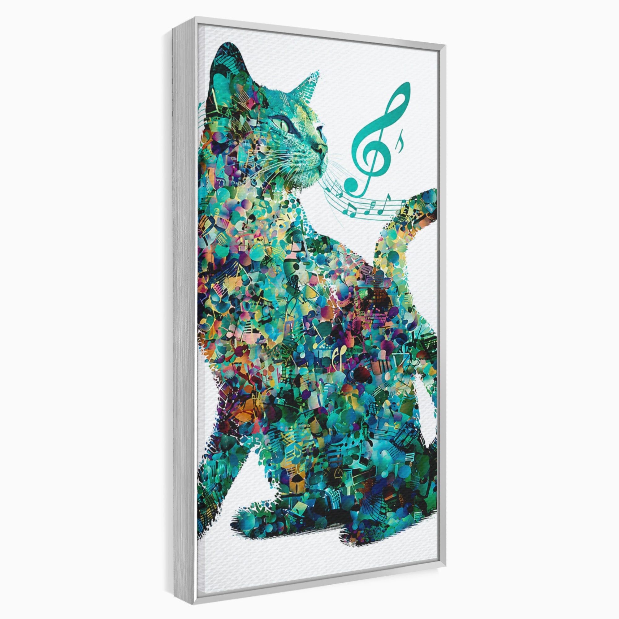 Tablou Canvas Premium LuxCanva® M1598, Pisica Muzicala, Pisica, Muzica, Abstract, Arta Moderna, Living, Culori Vibrante