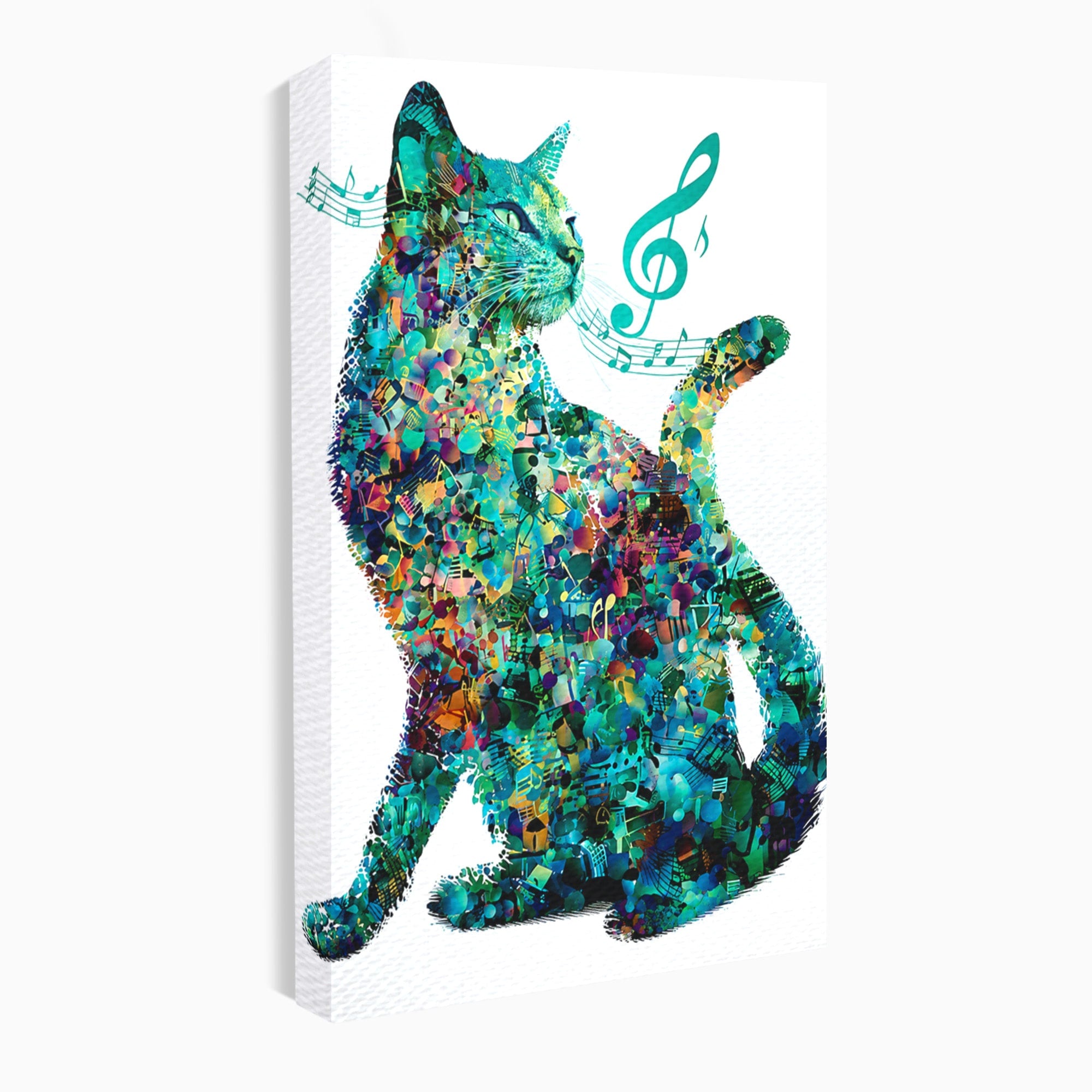 Tablou Canvas Premium LuxCanva® M1598, Pisica Muzicala, Pisica, Muzica, Abstract, Arta Moderna, Living, Culori Vibrante