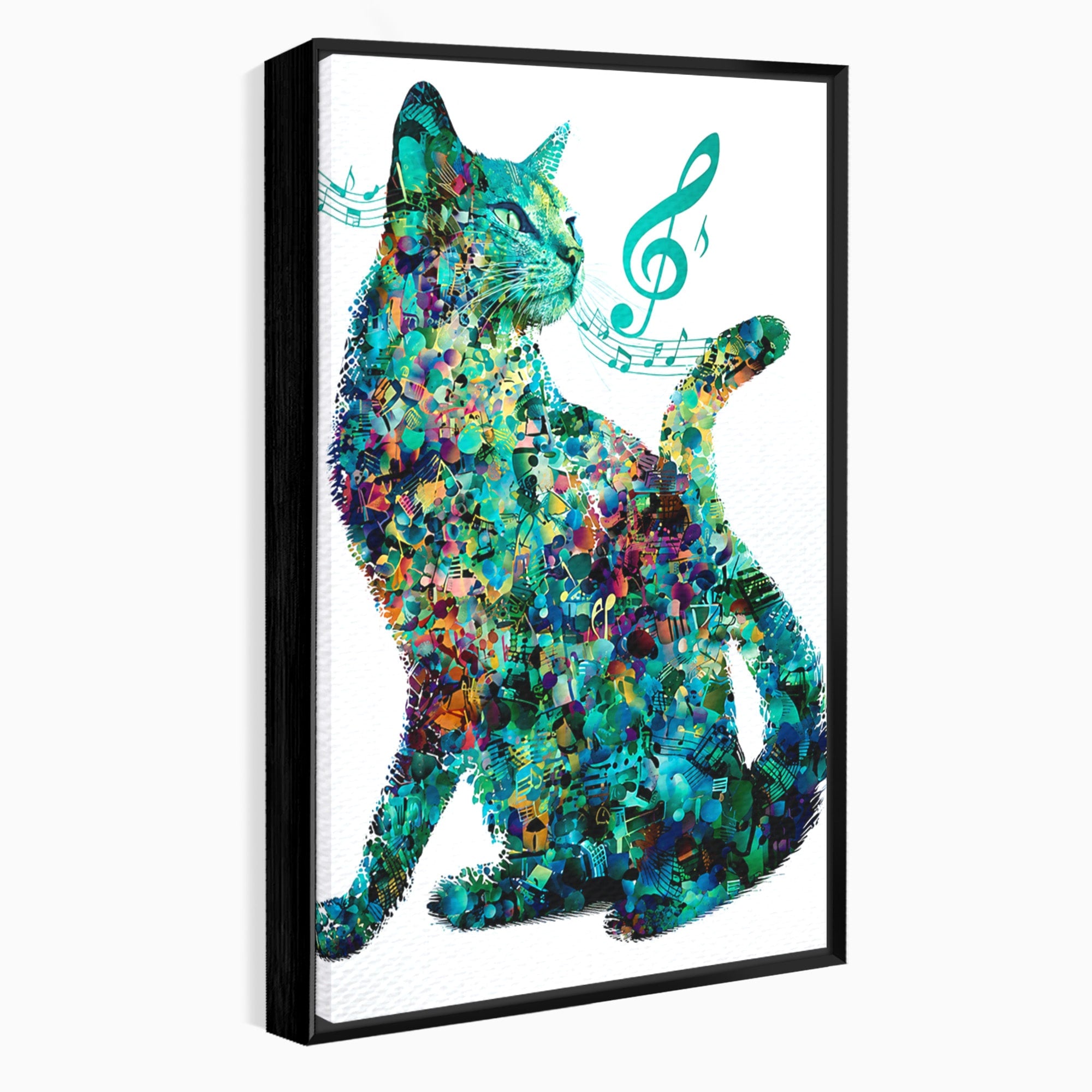 Tablou Canvas Premium LuxCanva® M1598, Pisica Muzicala, Pisica, Muzica, Abstract, Arta Moderna, Living, Culori Vibrante