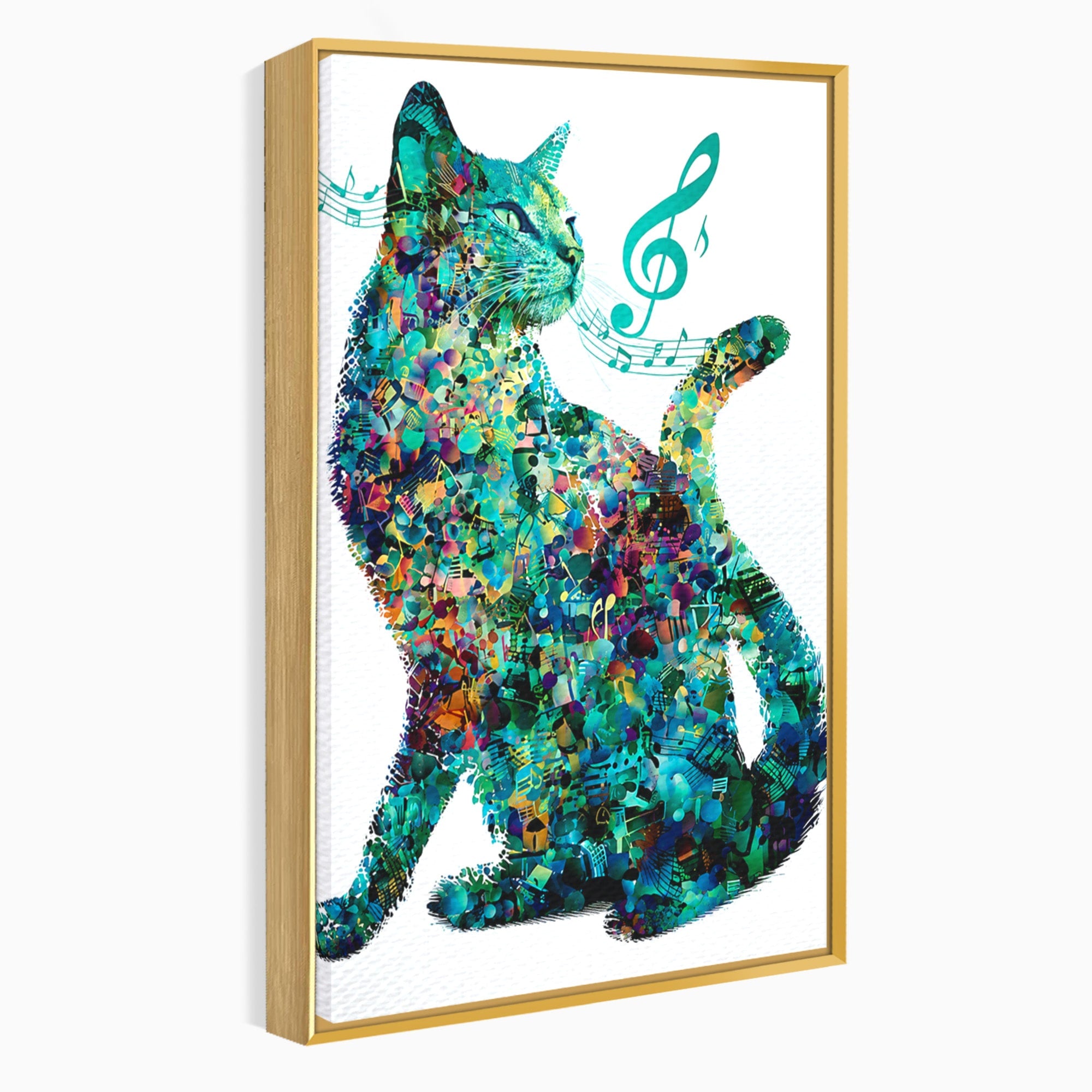 Tablou Canvas Premium LuxCanva® M1598, Pisica Muzicala, Pisica, Muzica, Abstract, Arta Moderna, Living, Culori Vibrante