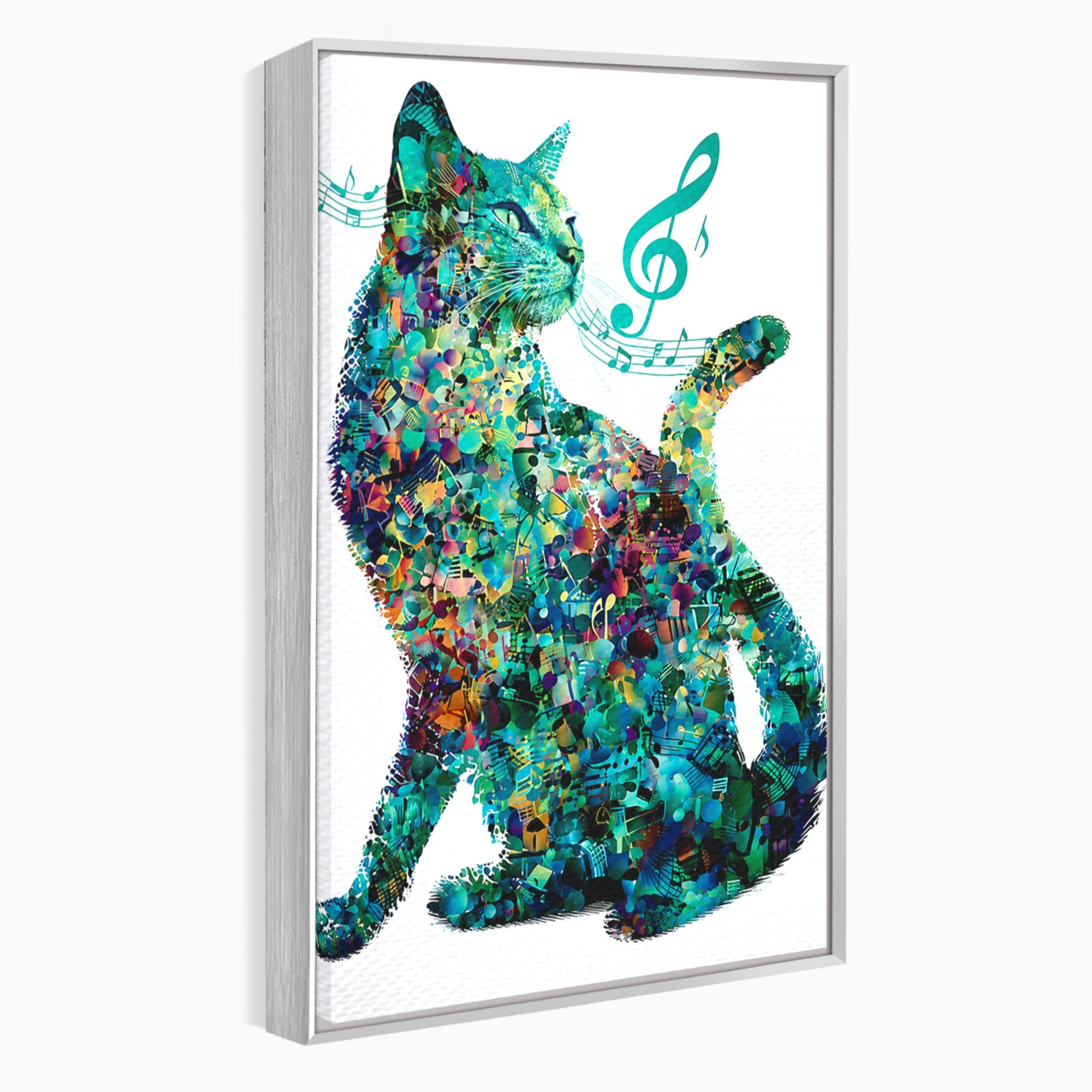 Tablou Canvas Premium LuxCanva® M1598, Pisica Muzicala, Pisica, Muzica, Abstract, Arta Moderna, Living, Culori Vibrante