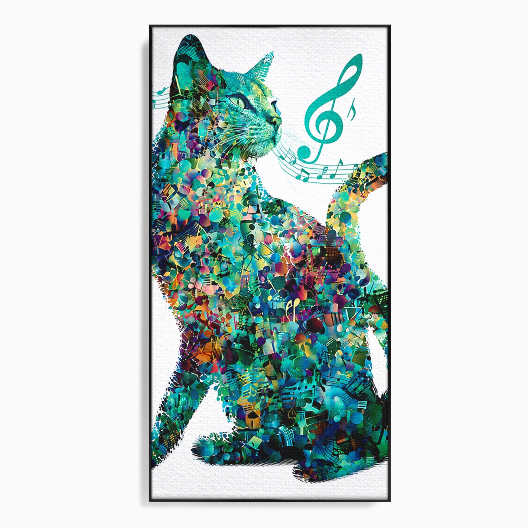 Tablou Canvas Premium LuxCanva® M1598, Pisica Muzicala, Pisica, Muzica, Abstract, Arta Moderna, Living, Culori Vibrante