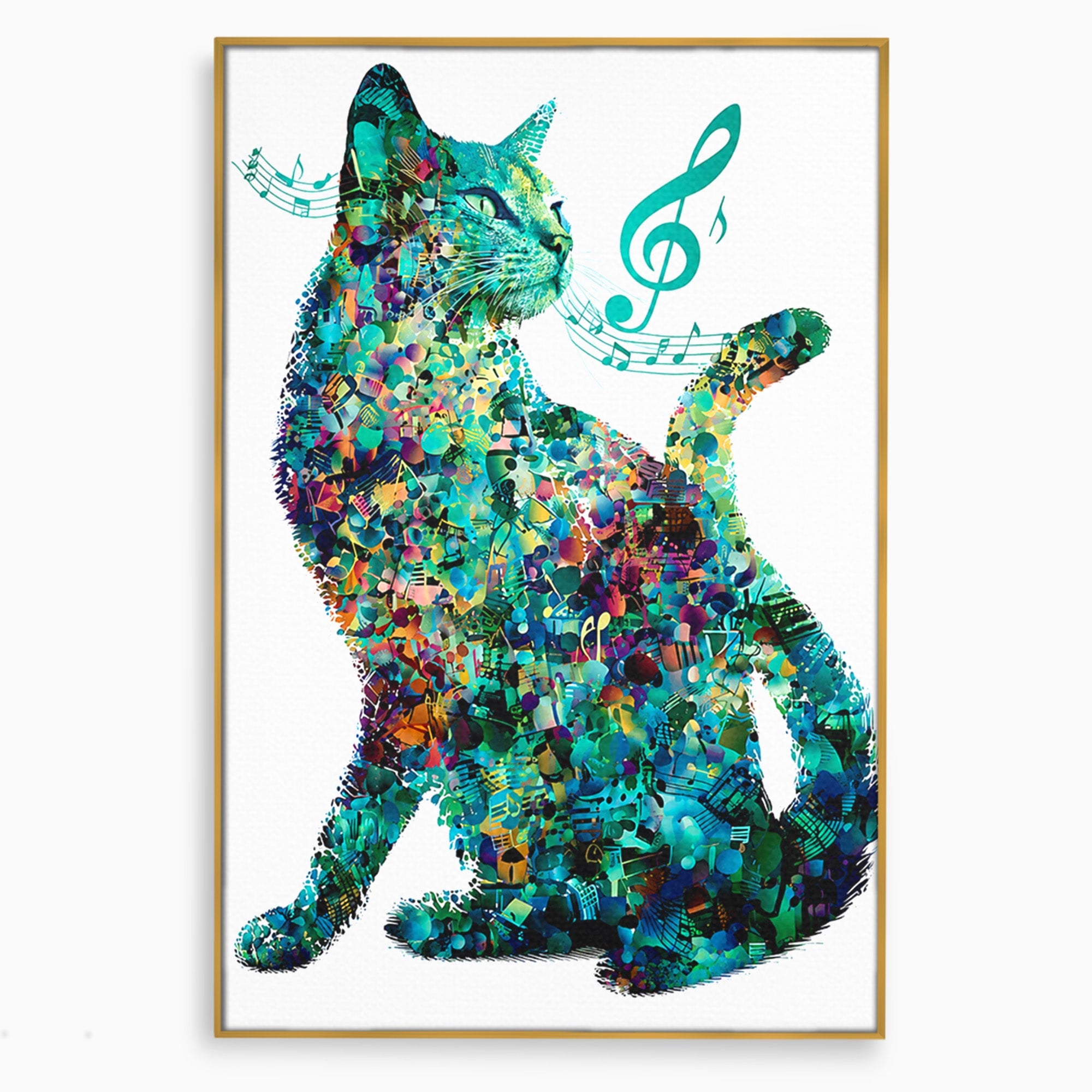 Tablou Canvas Premium LuxCanva® M1598, Pisica Muzicala, Pisica, Muzica, Abstract, Arta Moderna, Living, Culori Vibrante