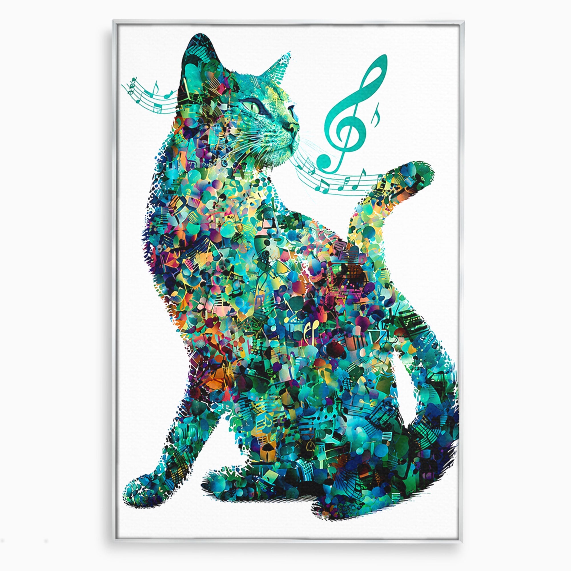 Tablou Canvas Premium LuxCanva® M1598, Pisica Muzicala, Pisica, Muzica, Abstract, Arta Moderna, Living, Culori Vibrante