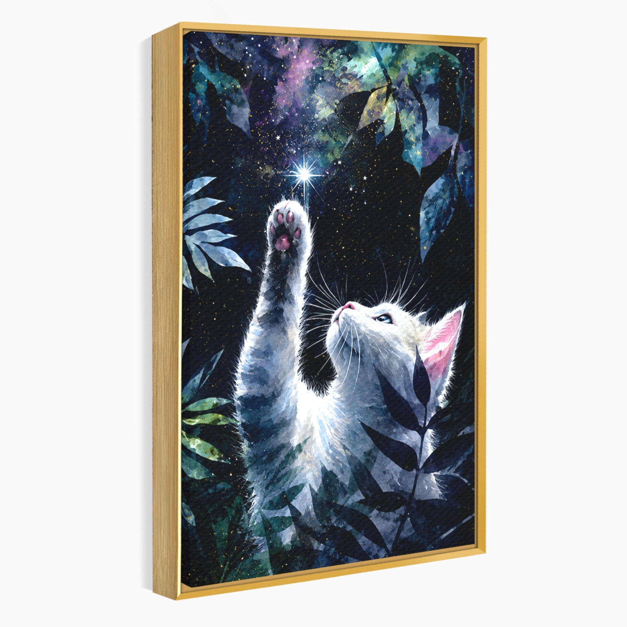 Tablou Canvas Premium LuxCanva® M1599, Micul Visător, Pisica, Stea, Natura, Noapte, Dormitor, Culori Vibrante