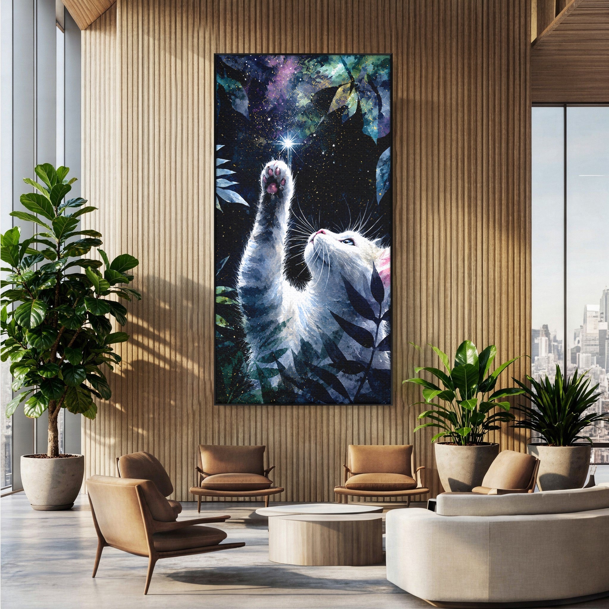 Tablou Canvas Premium LuxCanva® M1599, Micul Visător, Pisica, Stea, Natura, Noapte, Dormitor, Culori Vibrante