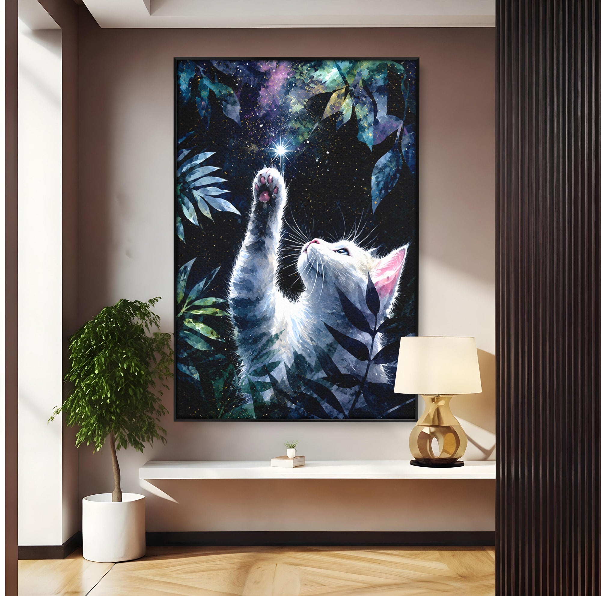 Tablou Canvas Premium LuxCanva® M1599, Micul Visător, Pisica, Stea, Natura, Noapte, Dormitor, Culori Vibrante