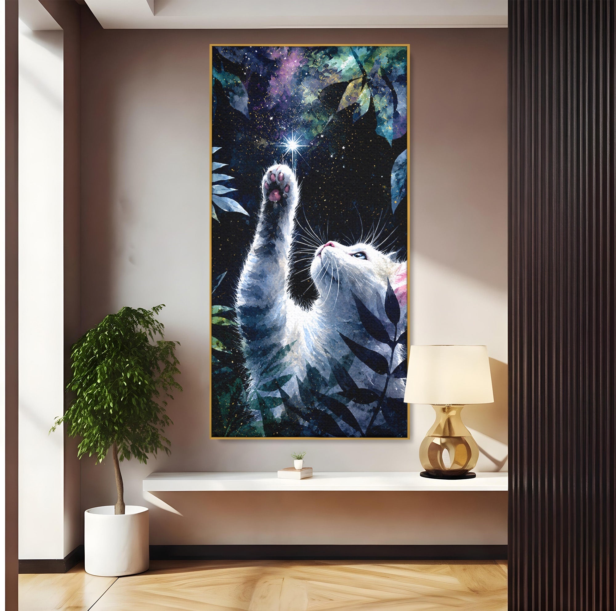 Tablou Canvas Premium LuxCanva® M1599, Micul Visător, Pisica, Stea, Natura, Noapte, Dormitor, Culori Vibrante