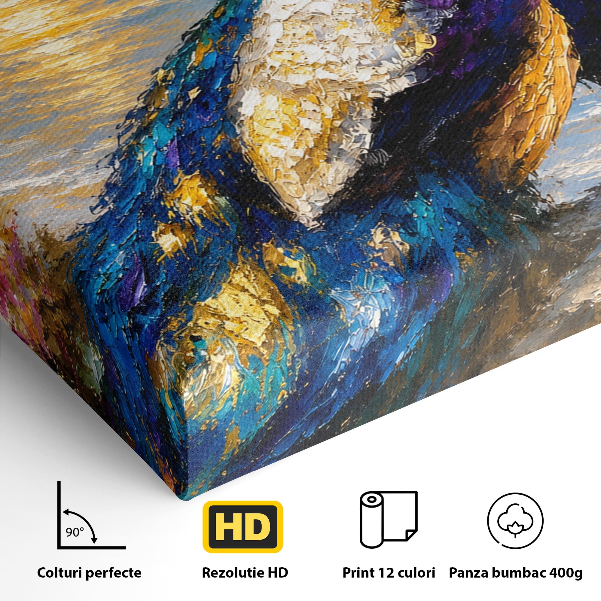 Tablou Canvas Premium LuxCanva® M1600, Paun La Apus, Paun, Apus, Mare, Natura, Living, Culori Vibrante