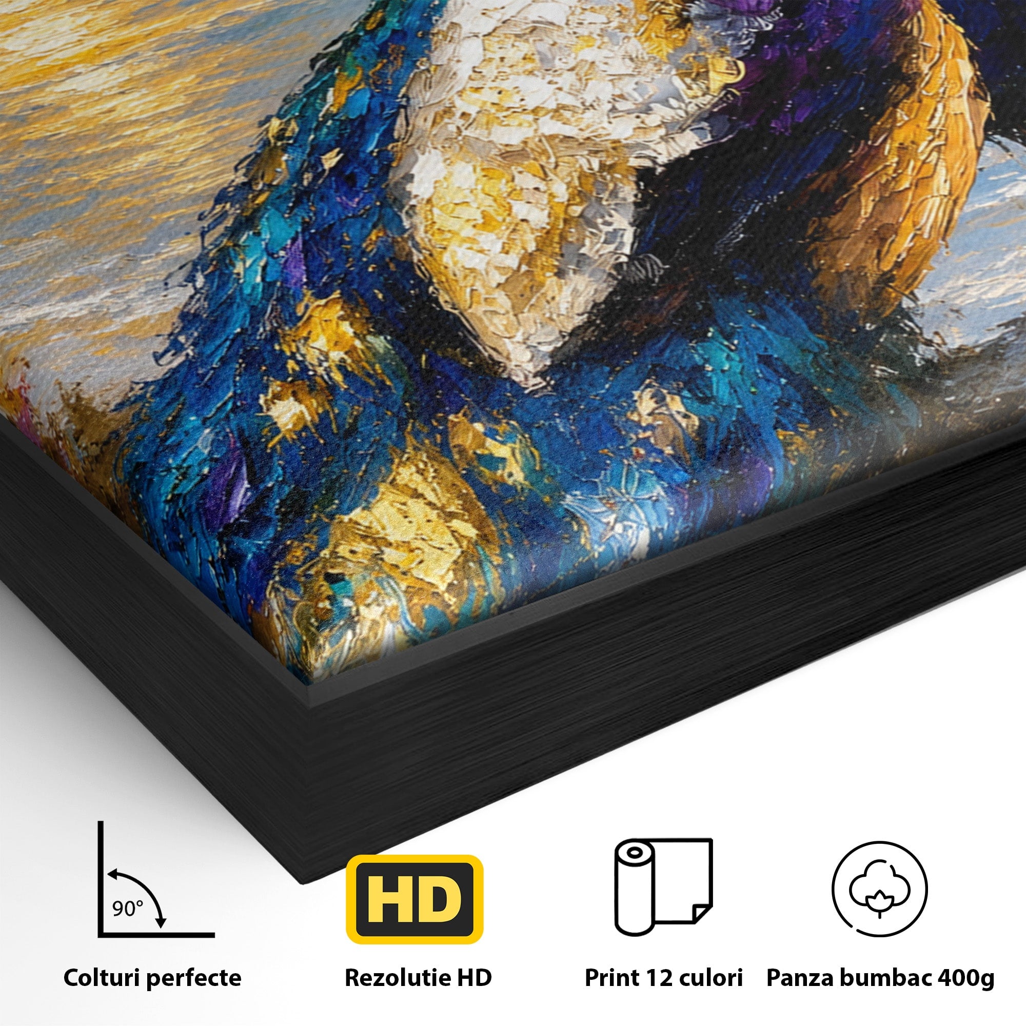 Tablou Canvas Premium LuxCanva® M1600, Paun La Apus, Paun, Apus, Mare, Natura, Living, Culori Vibrante