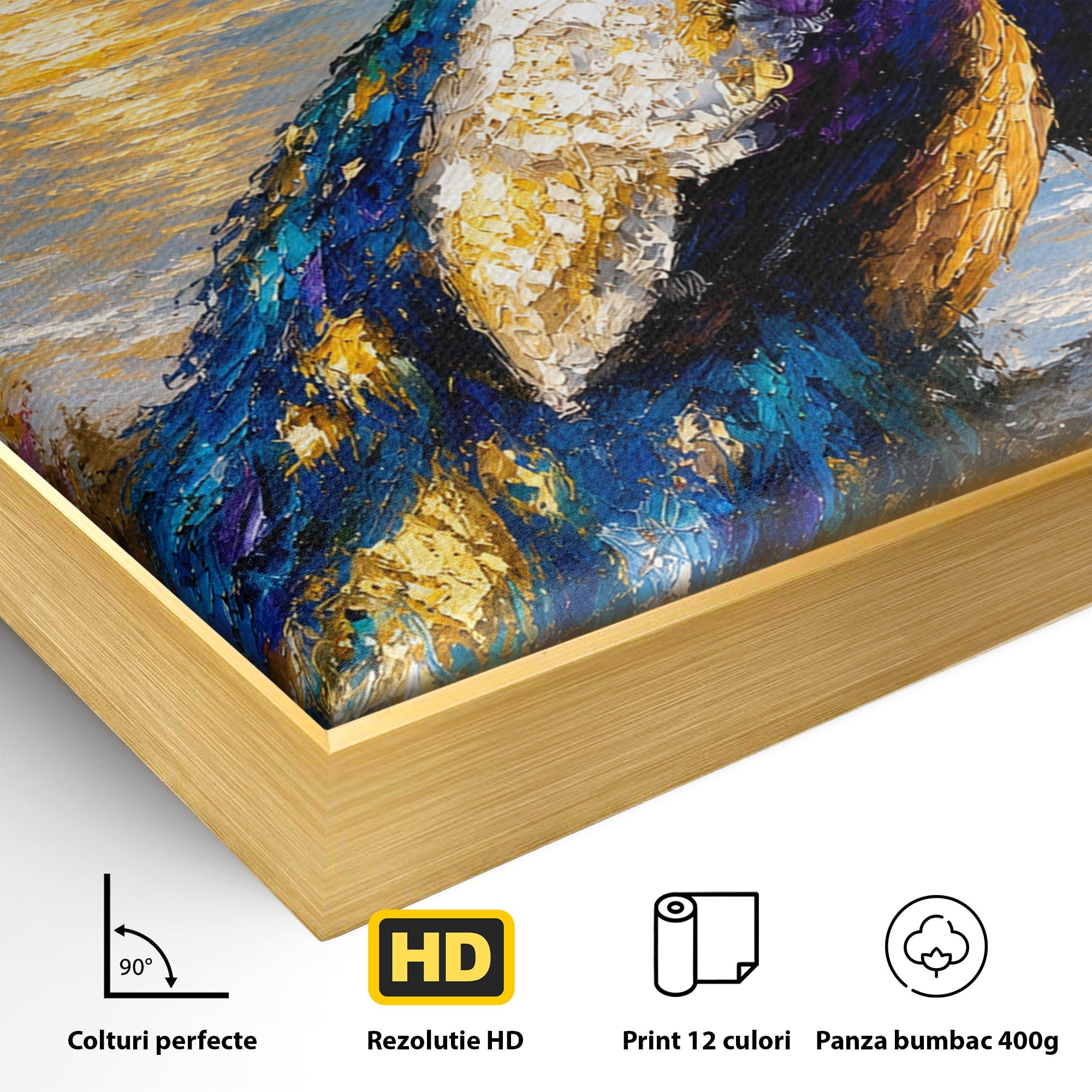 Tablou Canvas Premium LuxCanva® M1600, Paun La Apus, Paun, Apus, Mare, Natura, Living, Culori Vibrante