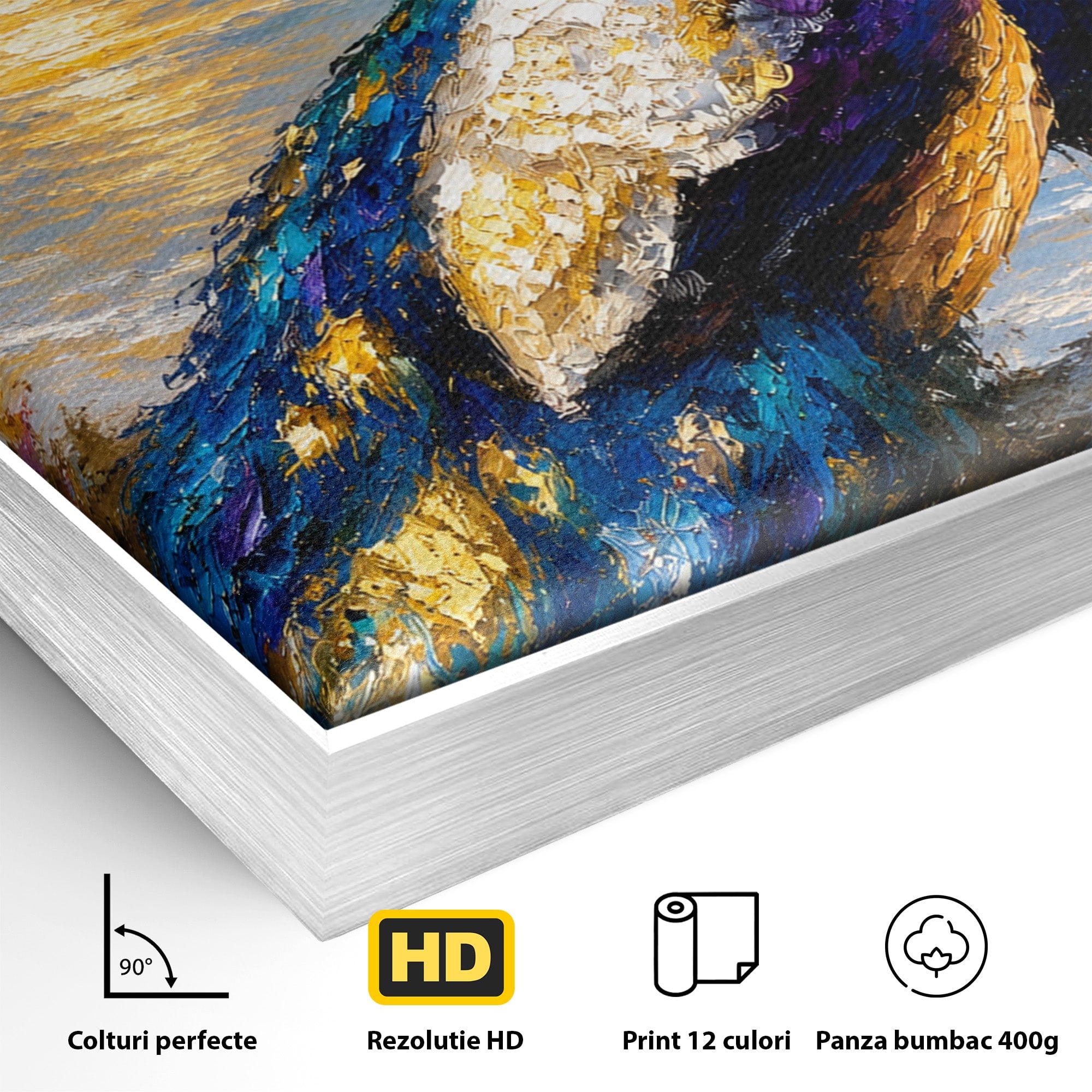Tablou Canvas Premium LuxCanva® M1600, Paun La Apus, Paun, Apus, Mare, Natura, Living, Culori Vibrante