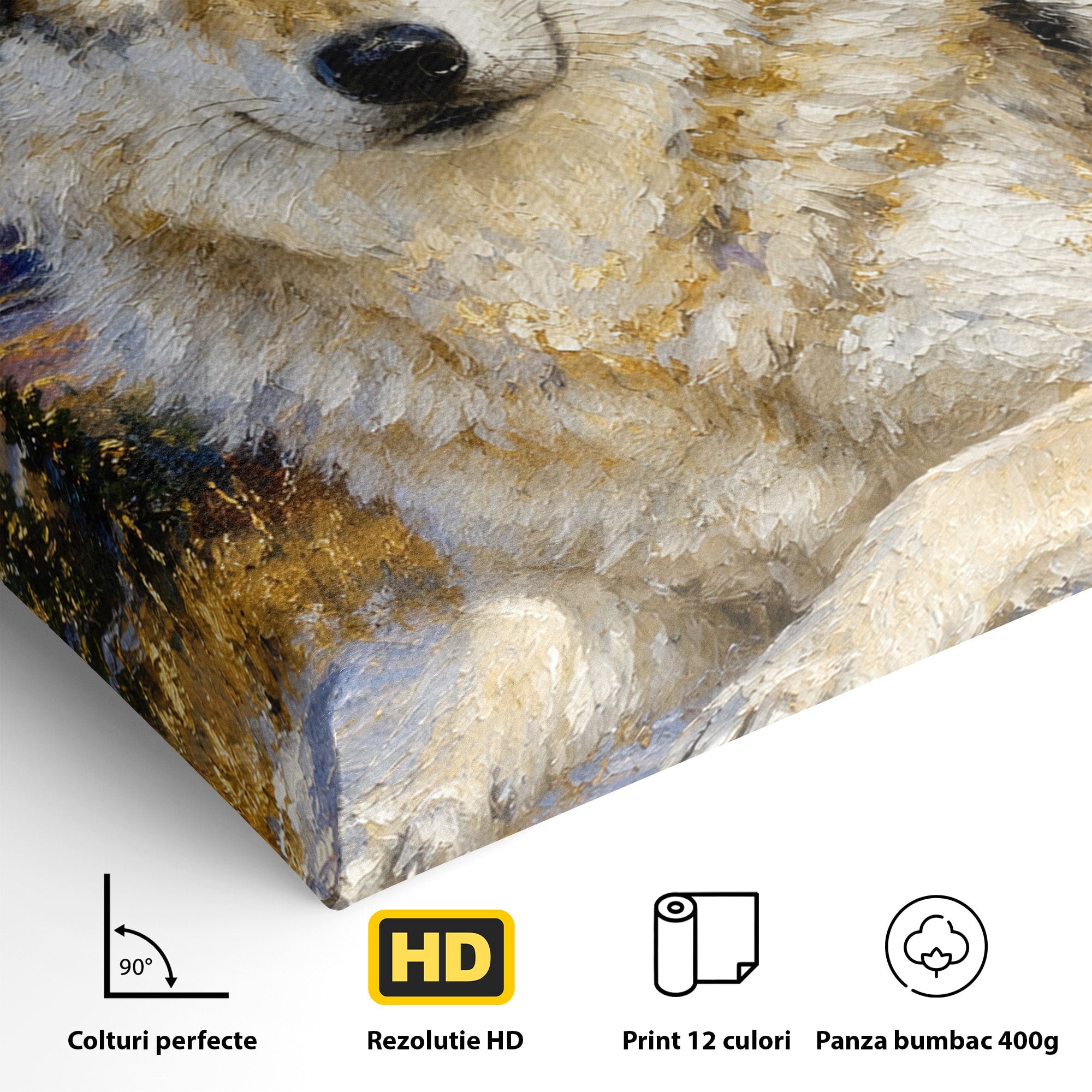Tablou Canvas Premium LuxCanva® M1602, Lupul In Munti, Lup, Munti, Apus, Natura, Living, Culori Vibrante