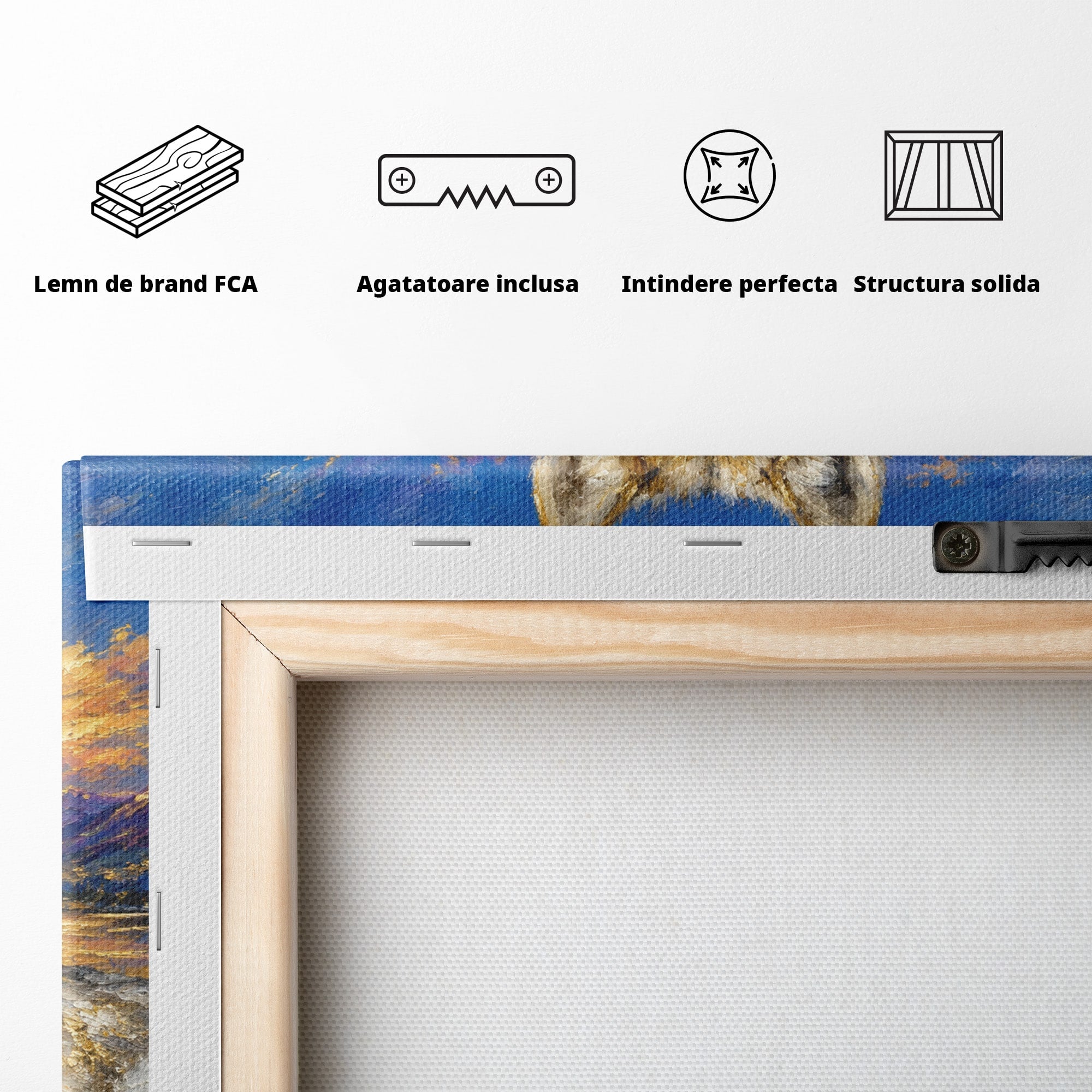 Tablou Canvas Premium LuxCanva® M1602, Lupul In Munti, Lup, Munti, Apus, Natura, Living, Culori Vibrante