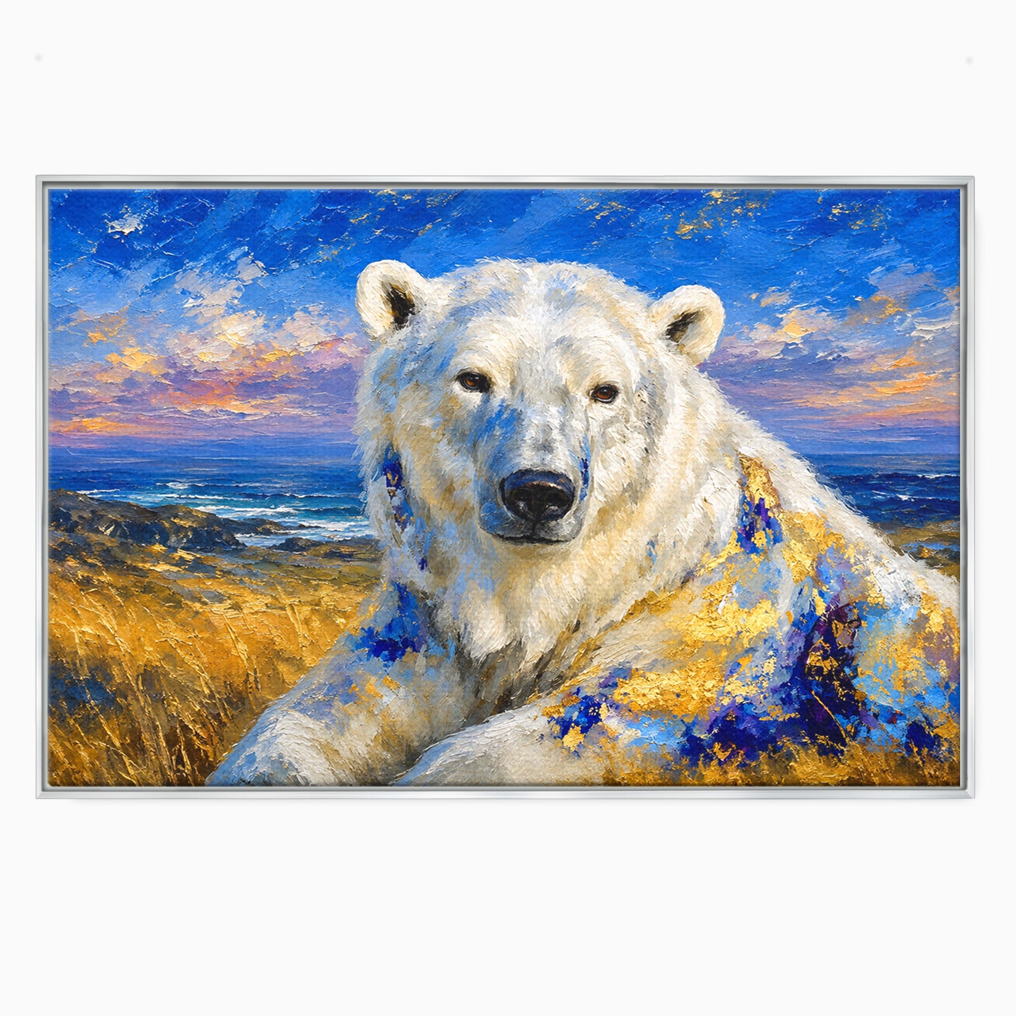 Tablou Canvas Premium LuxCanva® M1603, Noblețe Arctică, Urs, Peisaj, Arctic, Living, Animale, Pictura, Culori Vibrante