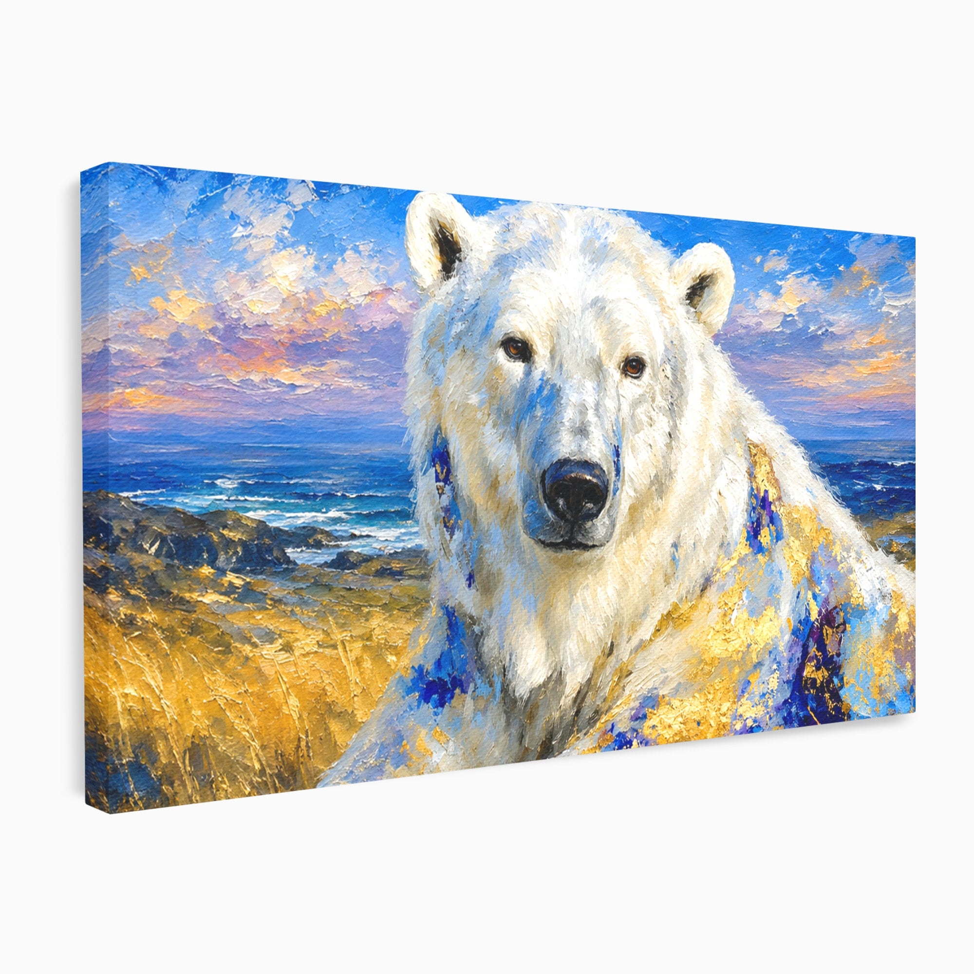 Tablou Canvas Premium LuxCanva® M1603, Noblețe Arctică, Urs, Peisaj, Arctic, Living, Animale, Pictura, Culori Vibrante