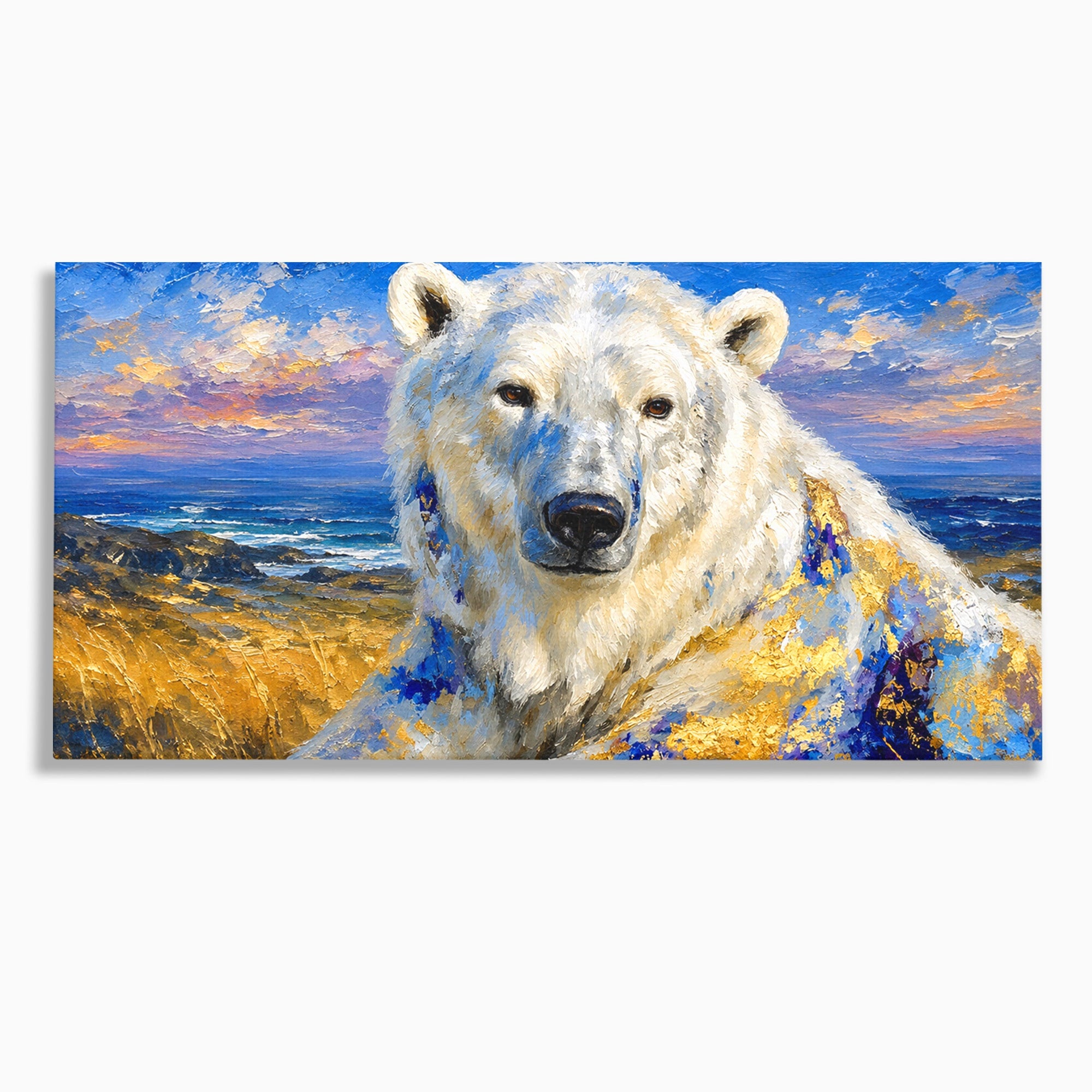 Tablou Canvas Premium LuxCanva® M1603, Noblețe Arctică, Urs, Peisaj, Arctic, Living, Animale, Pictura, Culori Vibrante