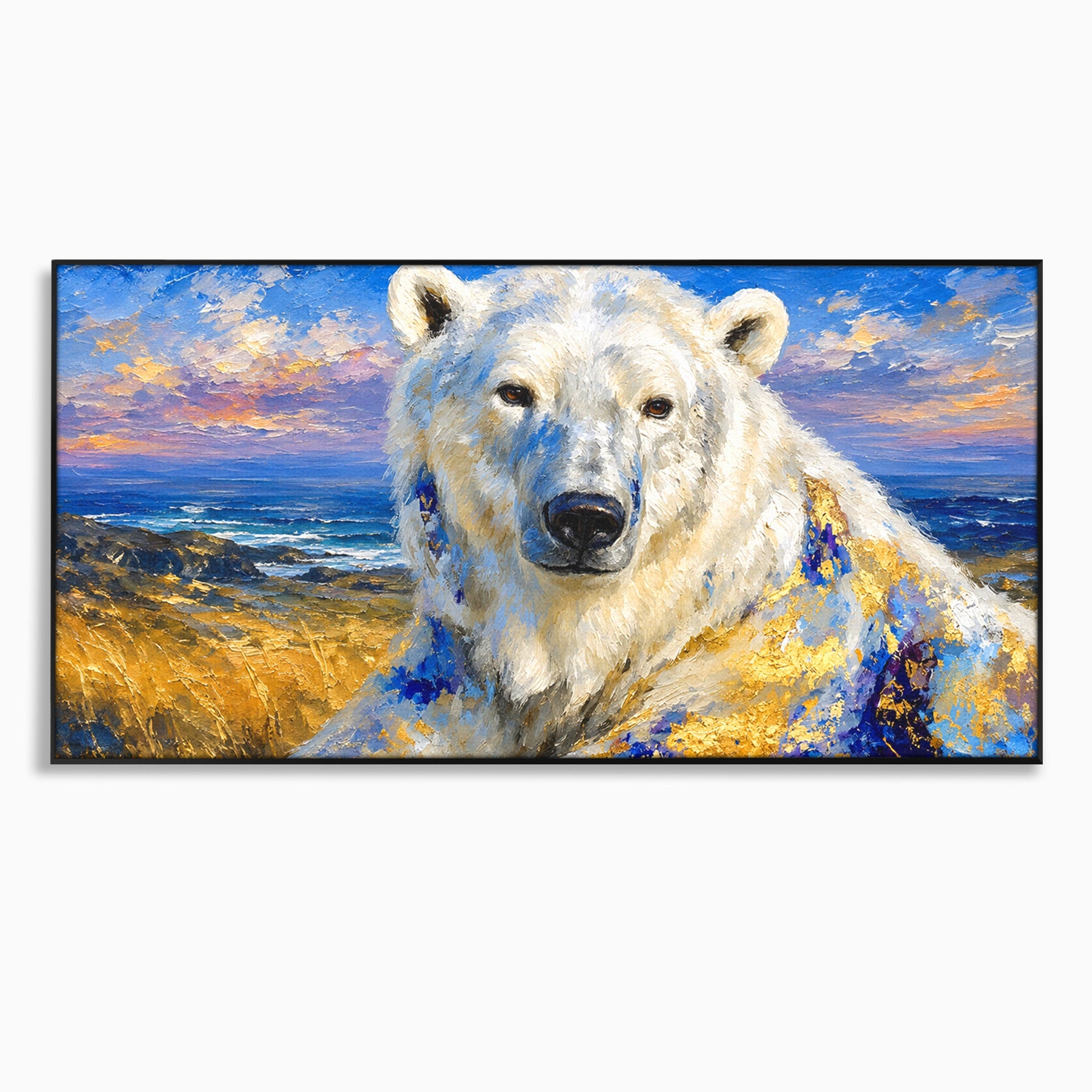 Tablou Canvas Premium LuxCanva® M1603, Noblețe Arctică, Urs, Peisaj, Arctic, Living, Animale, Pictura, Culori Vibrante