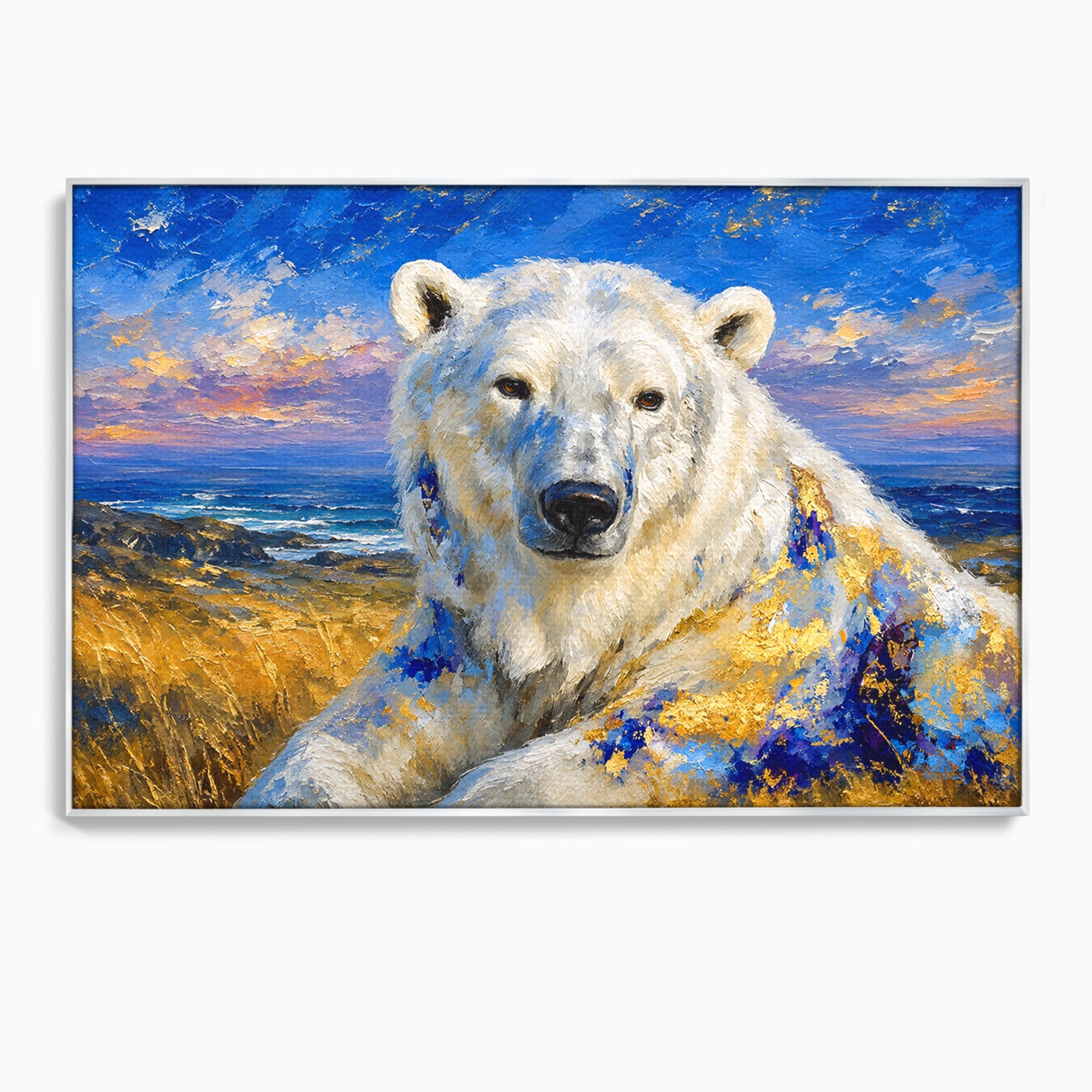 Tablou Canvas Premium LuxCanva® M1603, Noblețe Arctică, Urs, Peisaj, Arctic, Living, Animale, Pictura, Culori Vibrante
